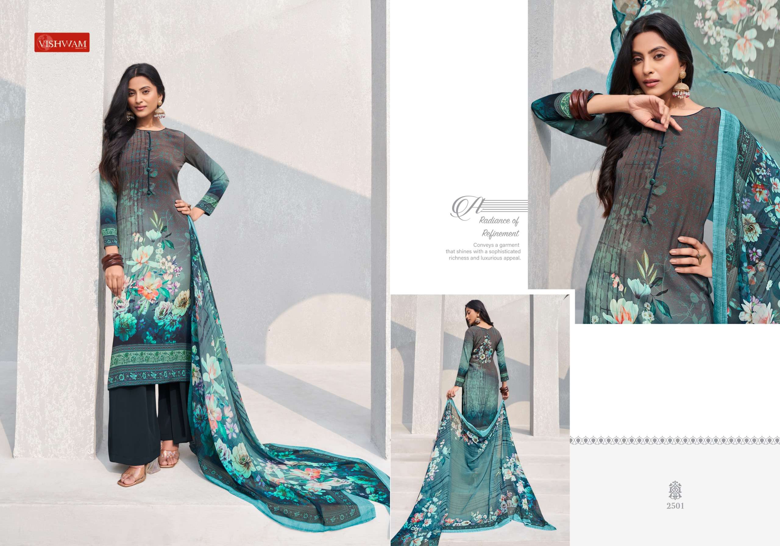 VISHWAM FABRICS CAFE LATTE VOL 20 CREPE DIGITAL PRINTED SUIT
