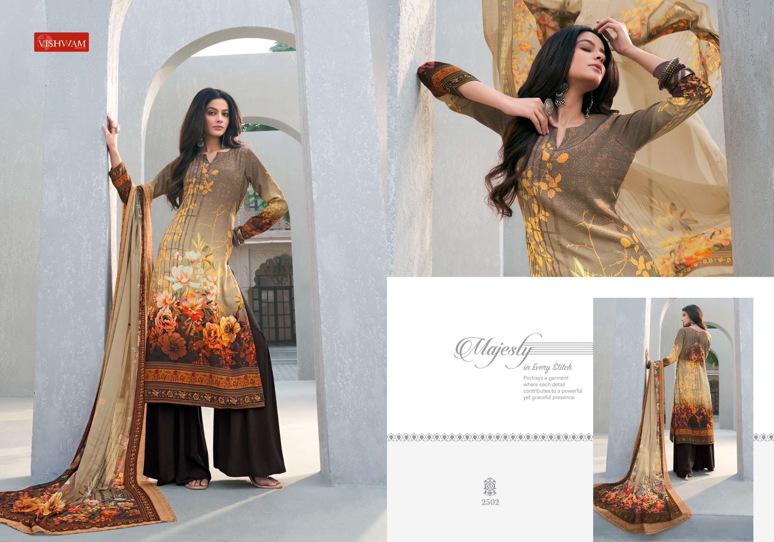 VISHWAM FABRICS CAFE LATTE VOL 20 CREPE DIGITAL PRINTED SUIT