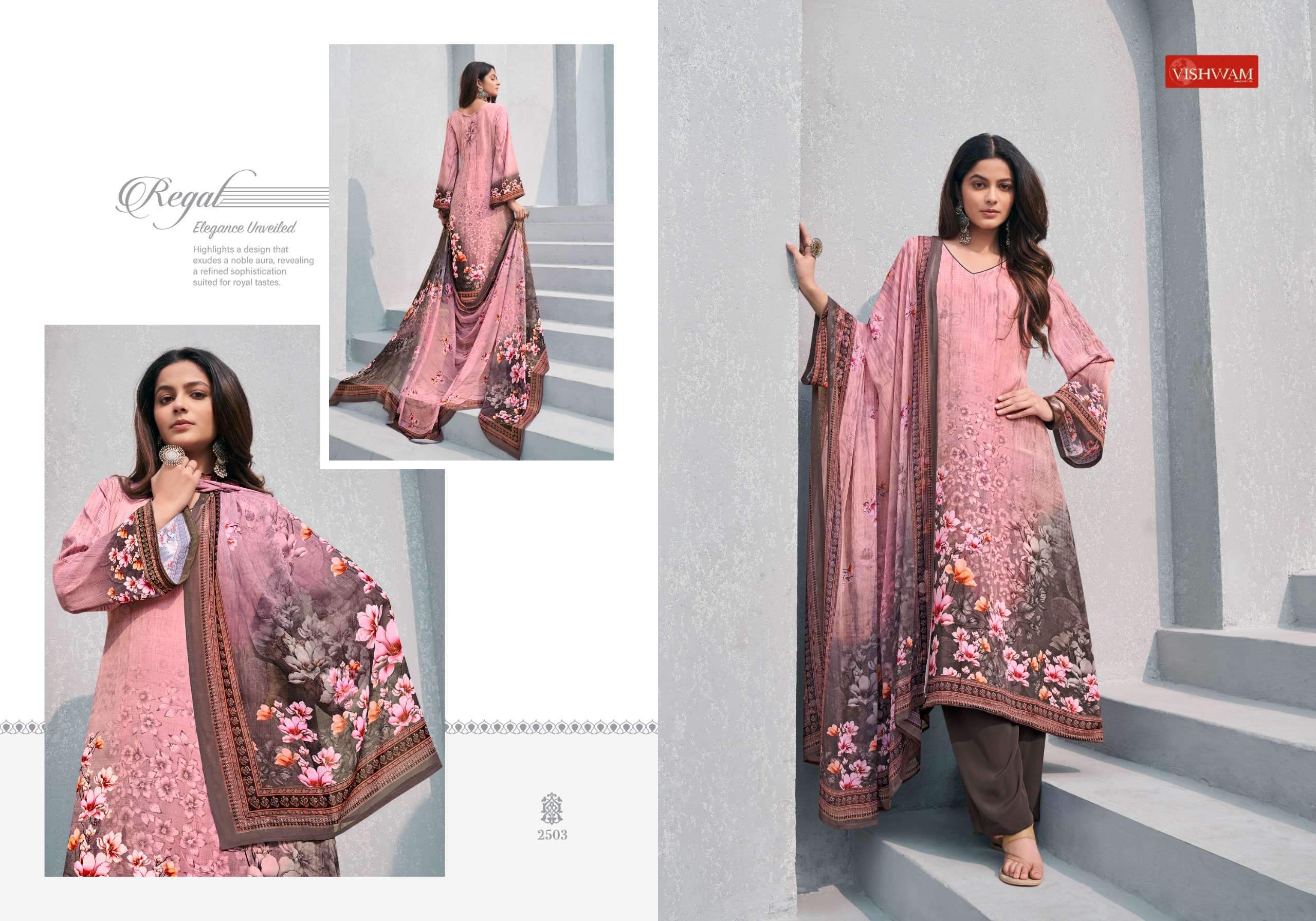 VISHWAM FABRICS CAFE LATTE VOL 20 CREPE DIGITAL PRINTED SUIT