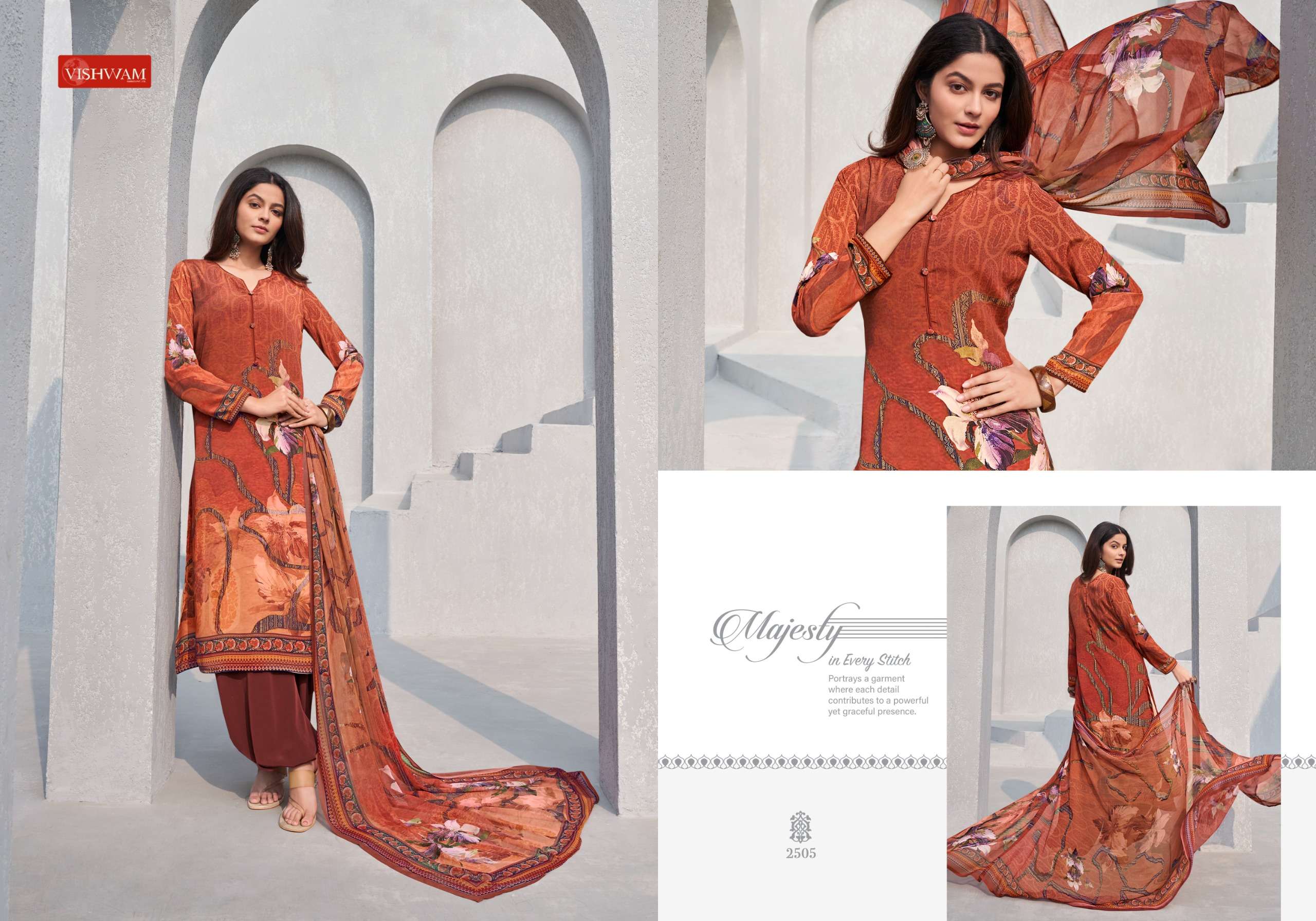 VISHWAM FABRICS CAFE LATTE VOL 20 CREPE DIGITAL PRINTED SUIT