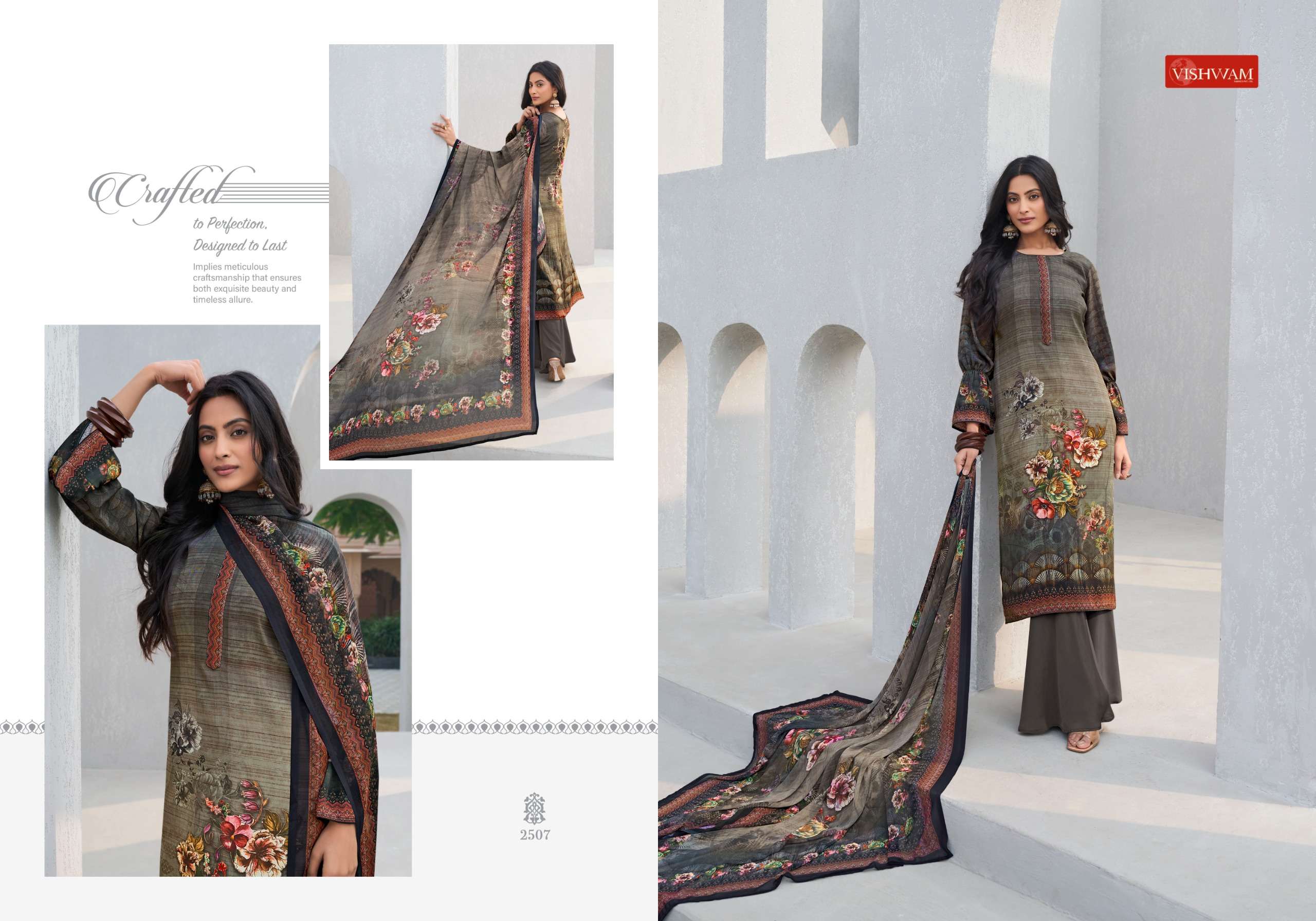 VISHWAM FABRICS CAFE LATTE VOL 20 CREPE DIGITAL PRINTED SUIT