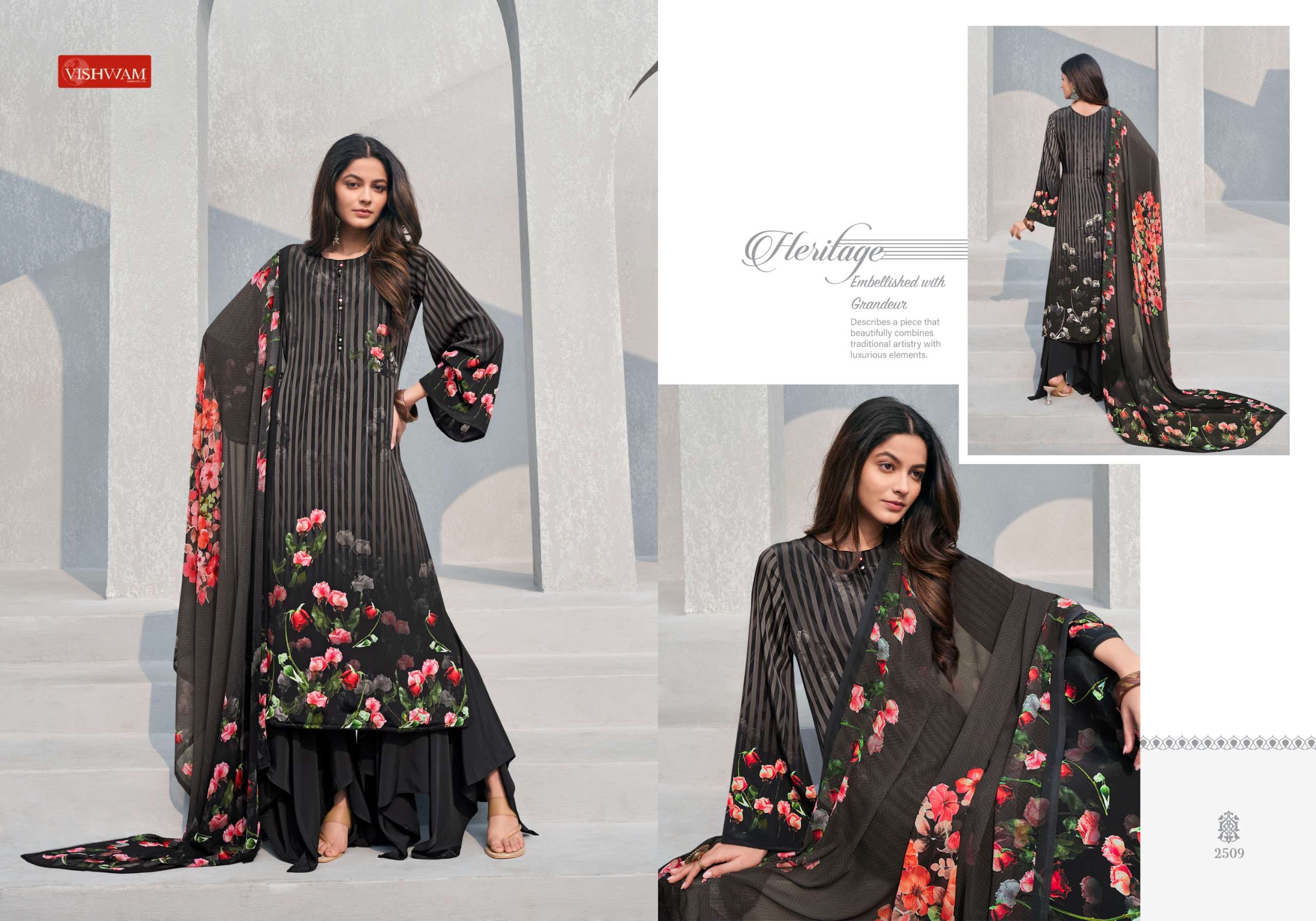 VISHWAM FABRICS CAFE LATTE VOL 20 CREPE DIGITAL PRINTED SUIT