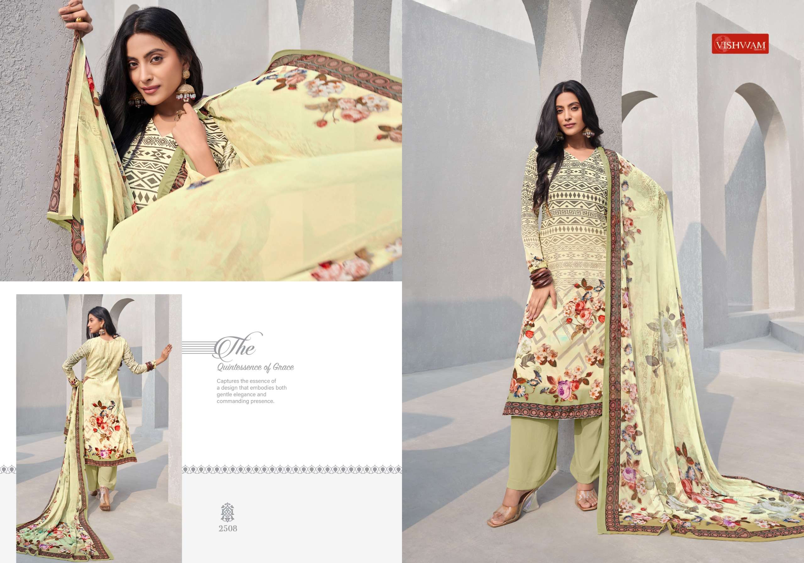 VISHWAM FABRICS CAFE LATTE VOL 20 CREPE DIGITAL PRINTED SUIT