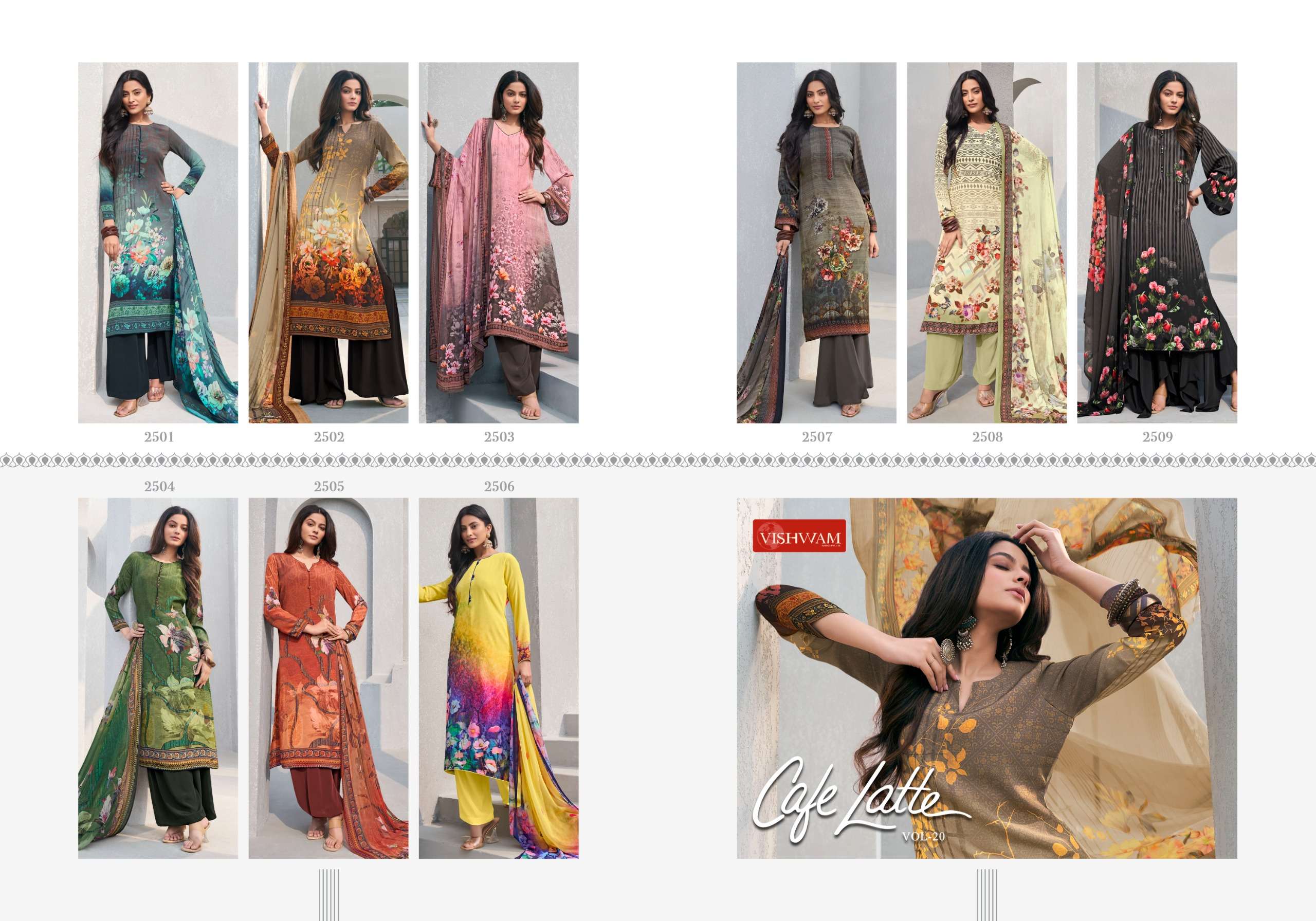 VISHWAM FABRICS CAFE LATTE VOL 20 CREPE DIGITAL PRINTED SUIT