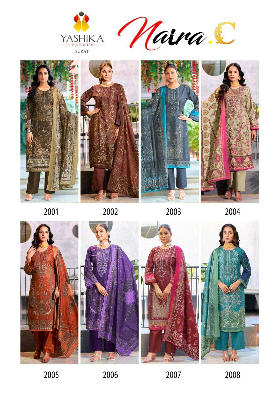YASHIKA TRENDS NAYRA C COTTON PRINTED WITH FANCY WORK SUIT
