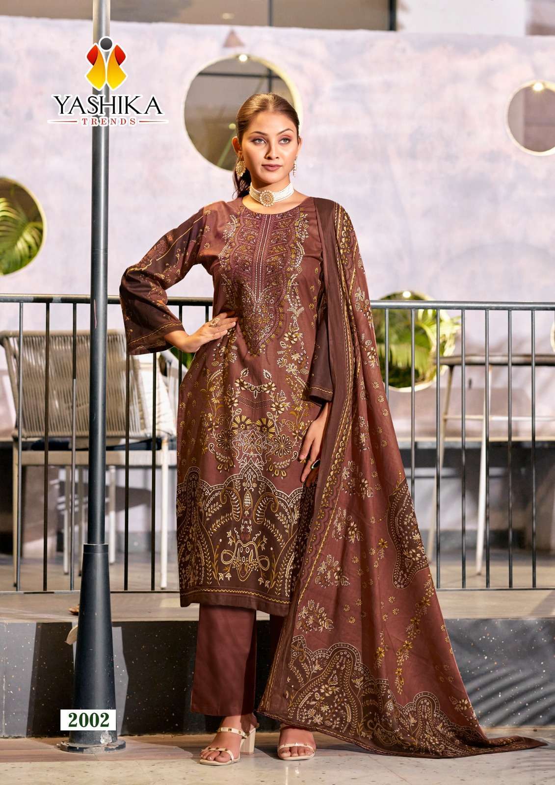 YASHIKA TRENDS NAYRA C COTTON PRINTED WITH FANCY WORK SUIT