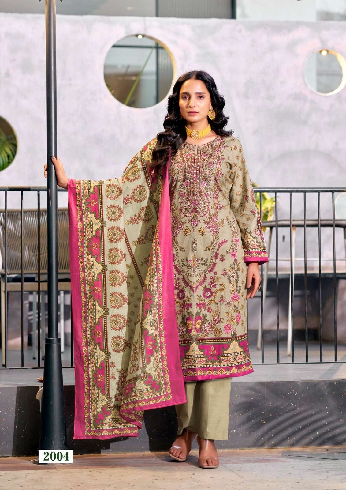 YASHIKA TRENDS NAYRA C COTTON PRINTED WITH FANCY WORK SUIT