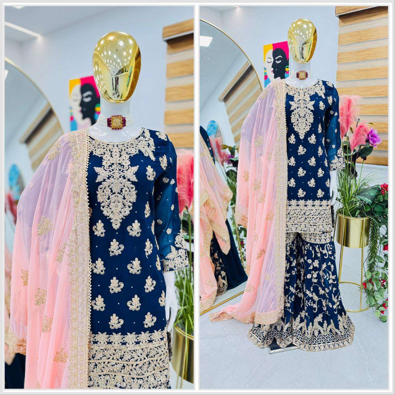 ZD 10090 ELEGANT DESIGNER WEDDING WEAR SHARARA SUIT