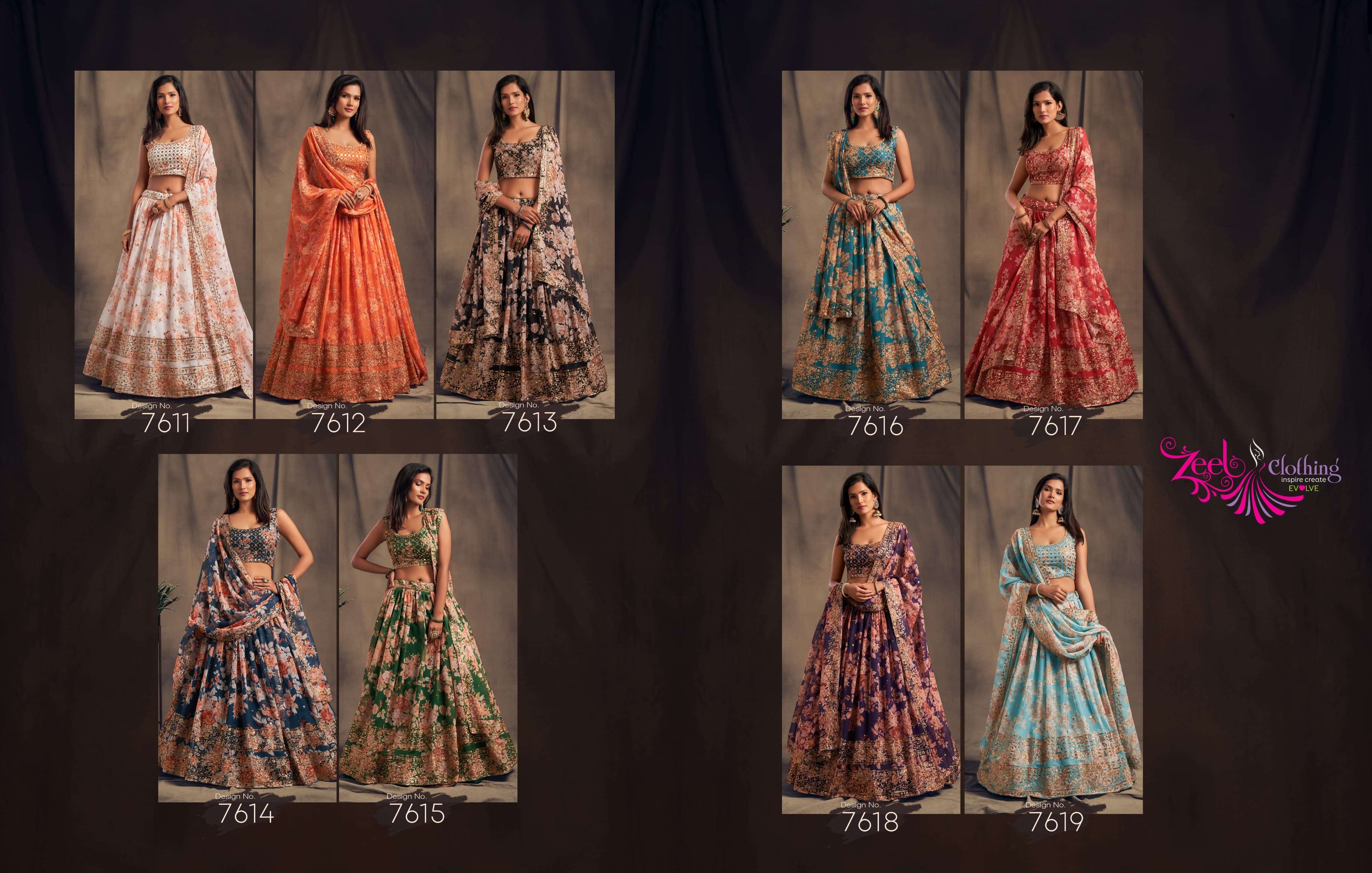 ZEEL CLOTHING FLORAL VOL 2 HEAVY DESIGNER FESTIVE WEAR LEHENGA CHOLI