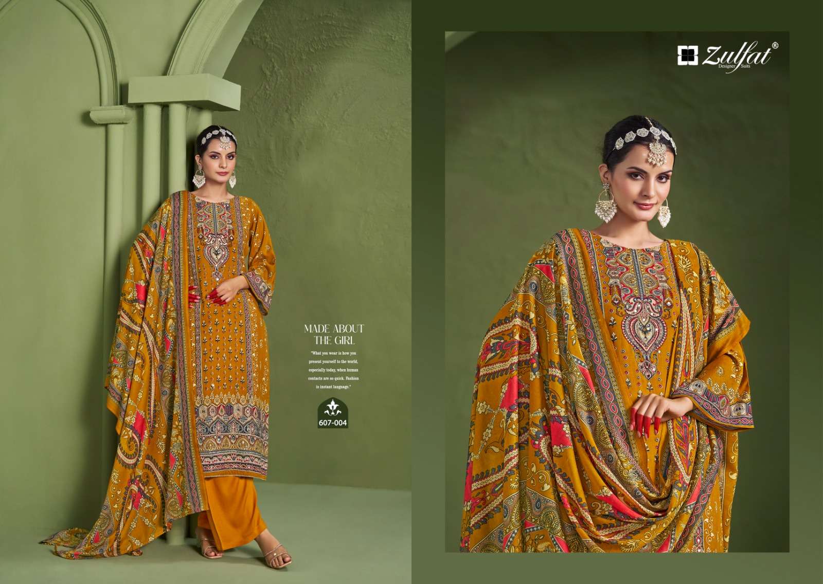 ZULFAT DESIGNER SUITS AAYAT VOL 7 VISCOSE PRINT WITH FANCY HAND WORK SUIT
