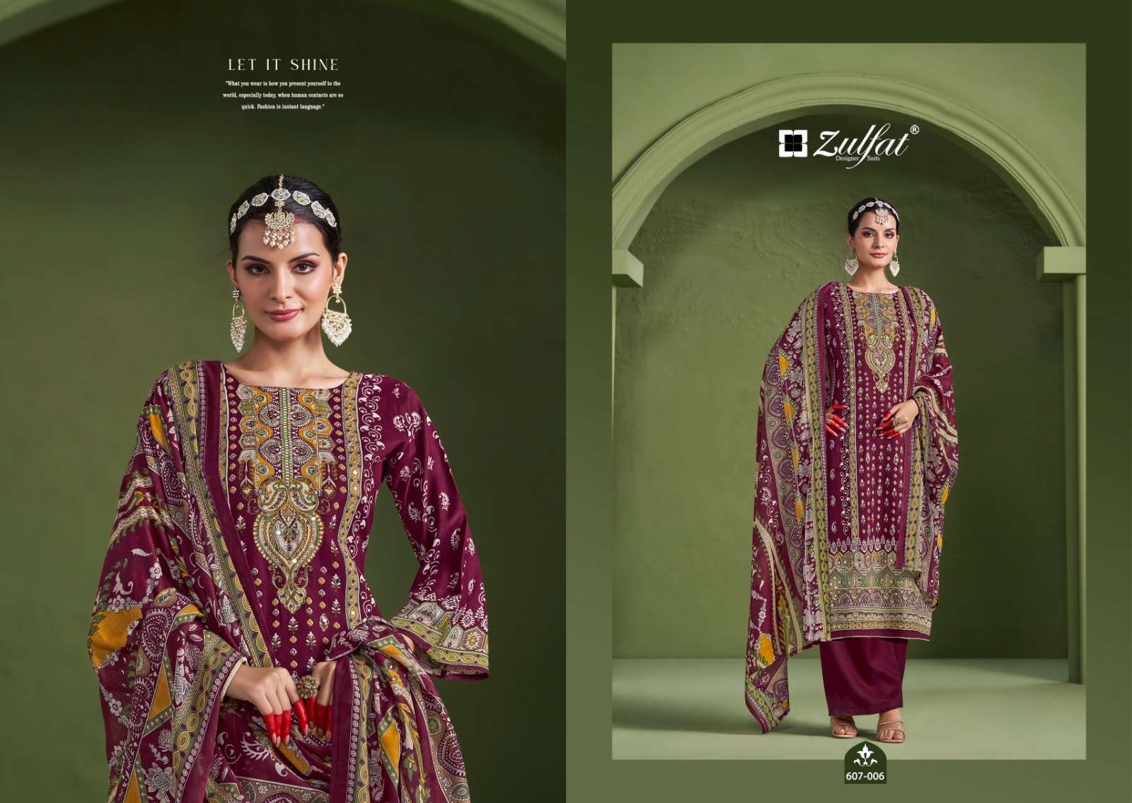 ZULFAT DESIGNER SUITS AAYAT VOL 7 VISCOSE PRINT WITH FANCY HAND WORK SUIT