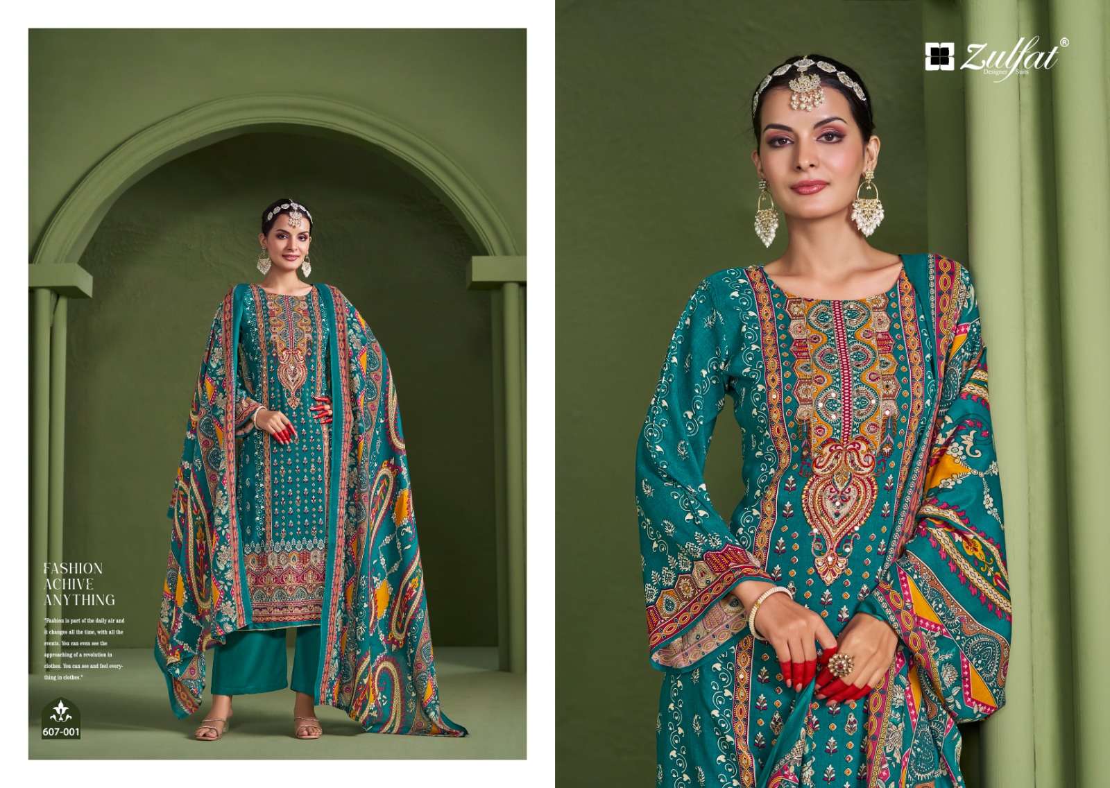 ZULFAT DESIGNER SUITS AAYAT VOL 7 VISCOSE PRINT WITH FANCY HAND WORK SUIT