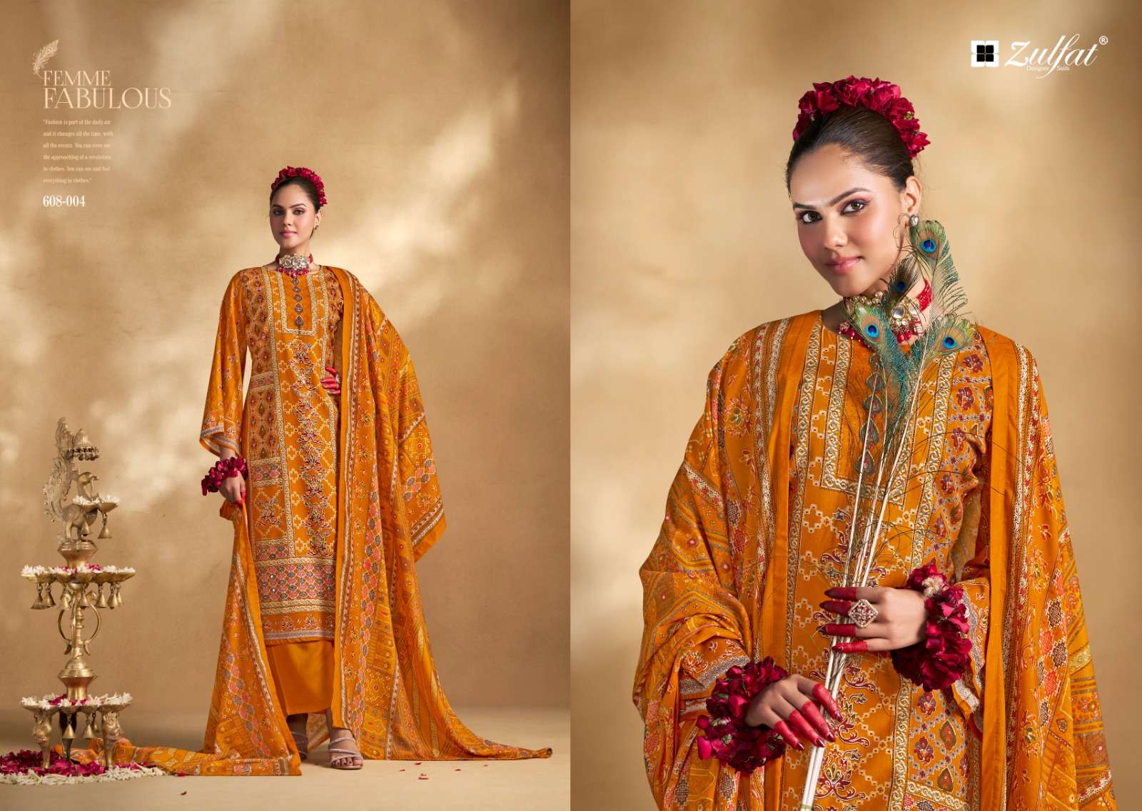 ZULFAT DESIGNER SUITS LIPIKA VOL 2 VISCOSE PRINT WITH FANCY WORK SUIT
