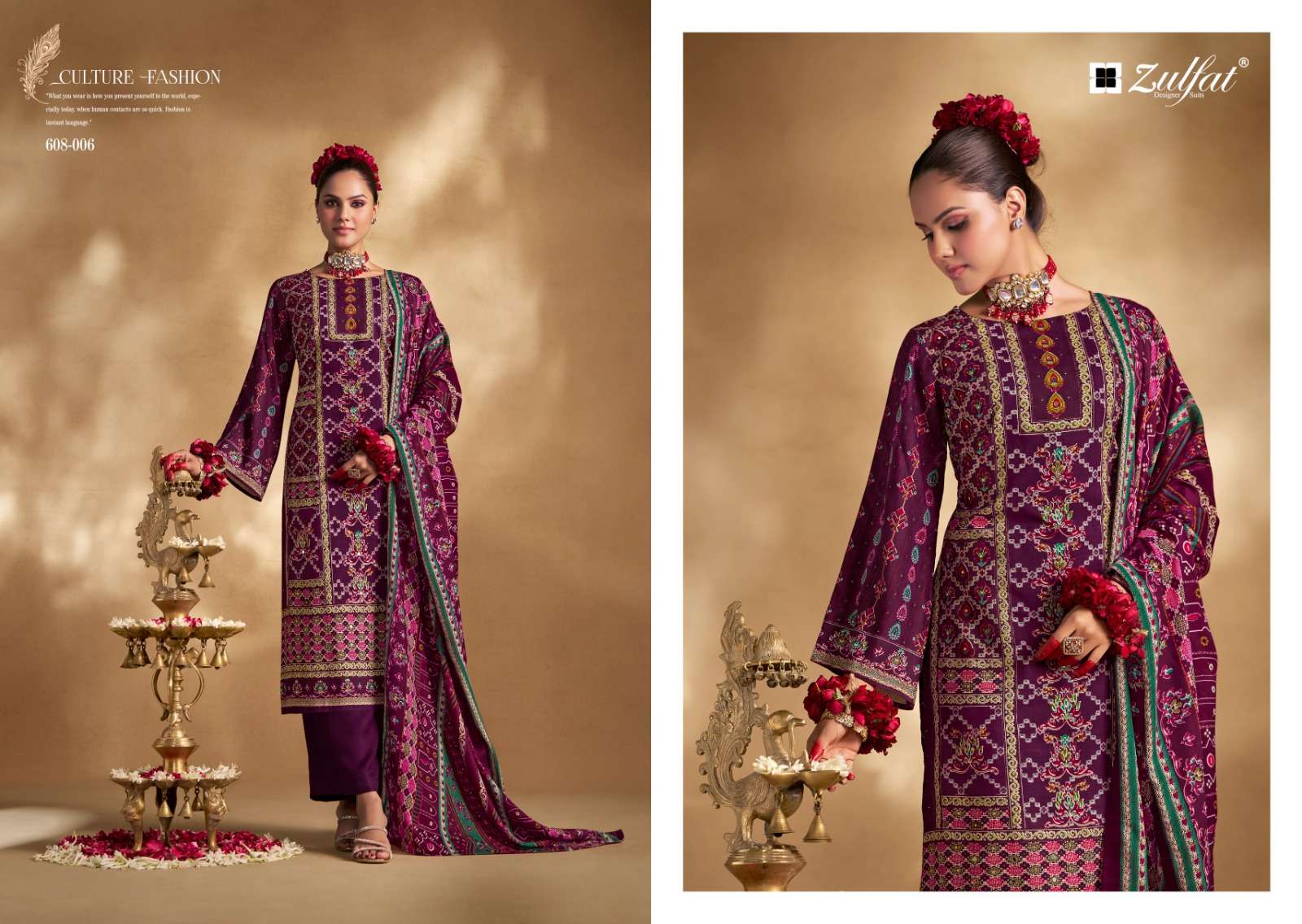 ZULFAT DESIGNER SUITS LIPIKA VOL 2 VISCOSE PRINT WITH FANCY WORK SUIT