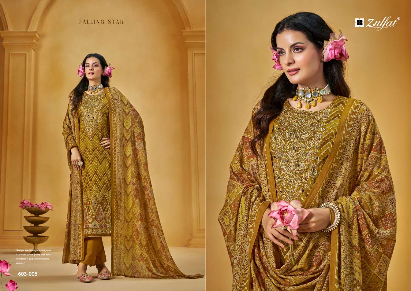 ZULFAT DESIGNER SUITS SAJNI VOL 3 JAM COTTON PRINT WITH FANCY WORK SUIT