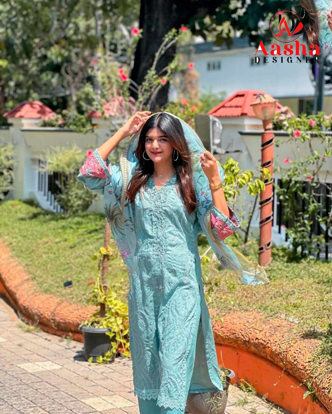AASHA DESIGNER DESIGN NO - 1079 HEAVY RAYON SELF EMBROIDERED WORK PARTY WEAR SUIT
