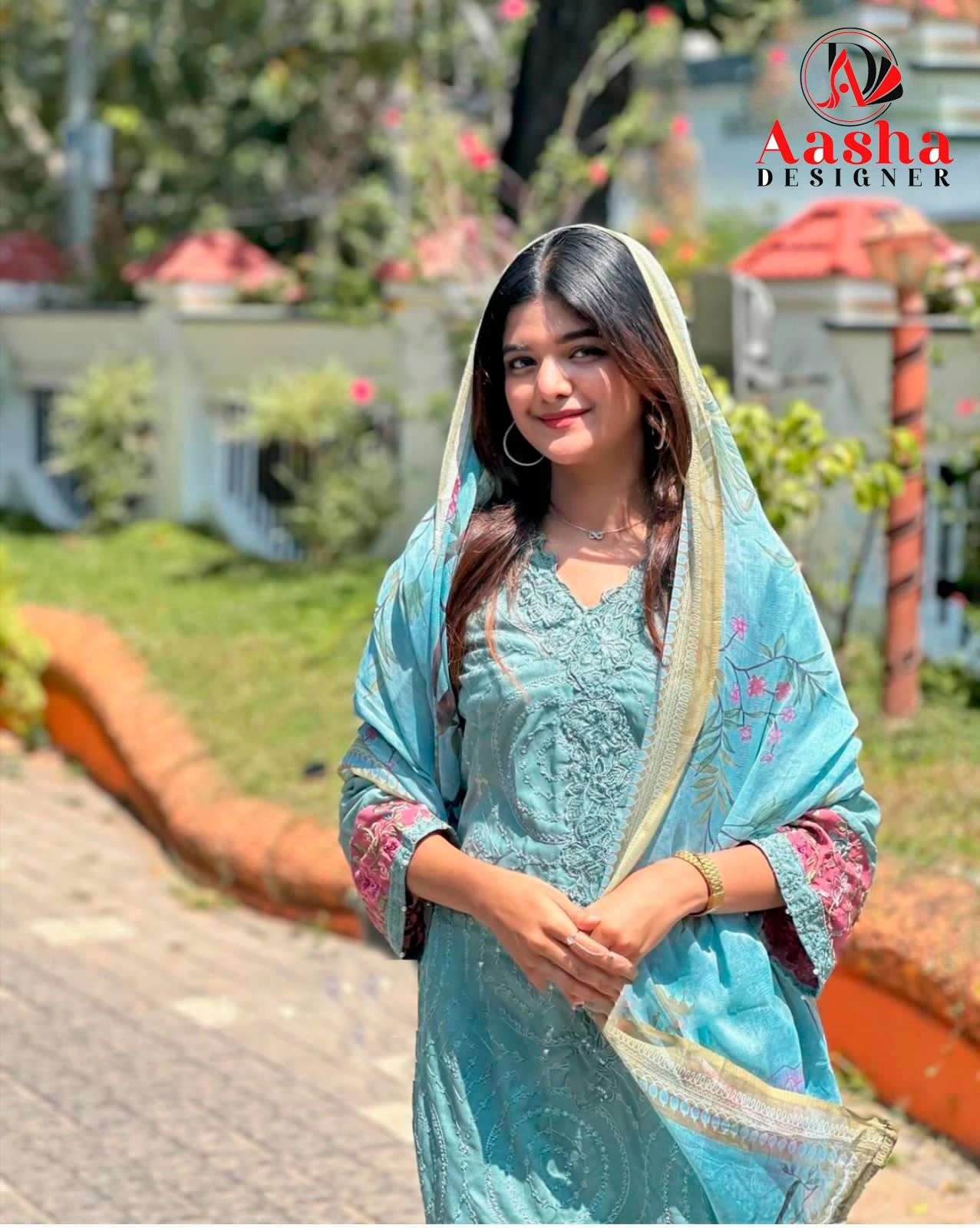 AASHA DESIGNER DESIGN NO - 1079 HEAVY RAYON SELF EMBROIDERED WORK PARTY WEAR SUIT