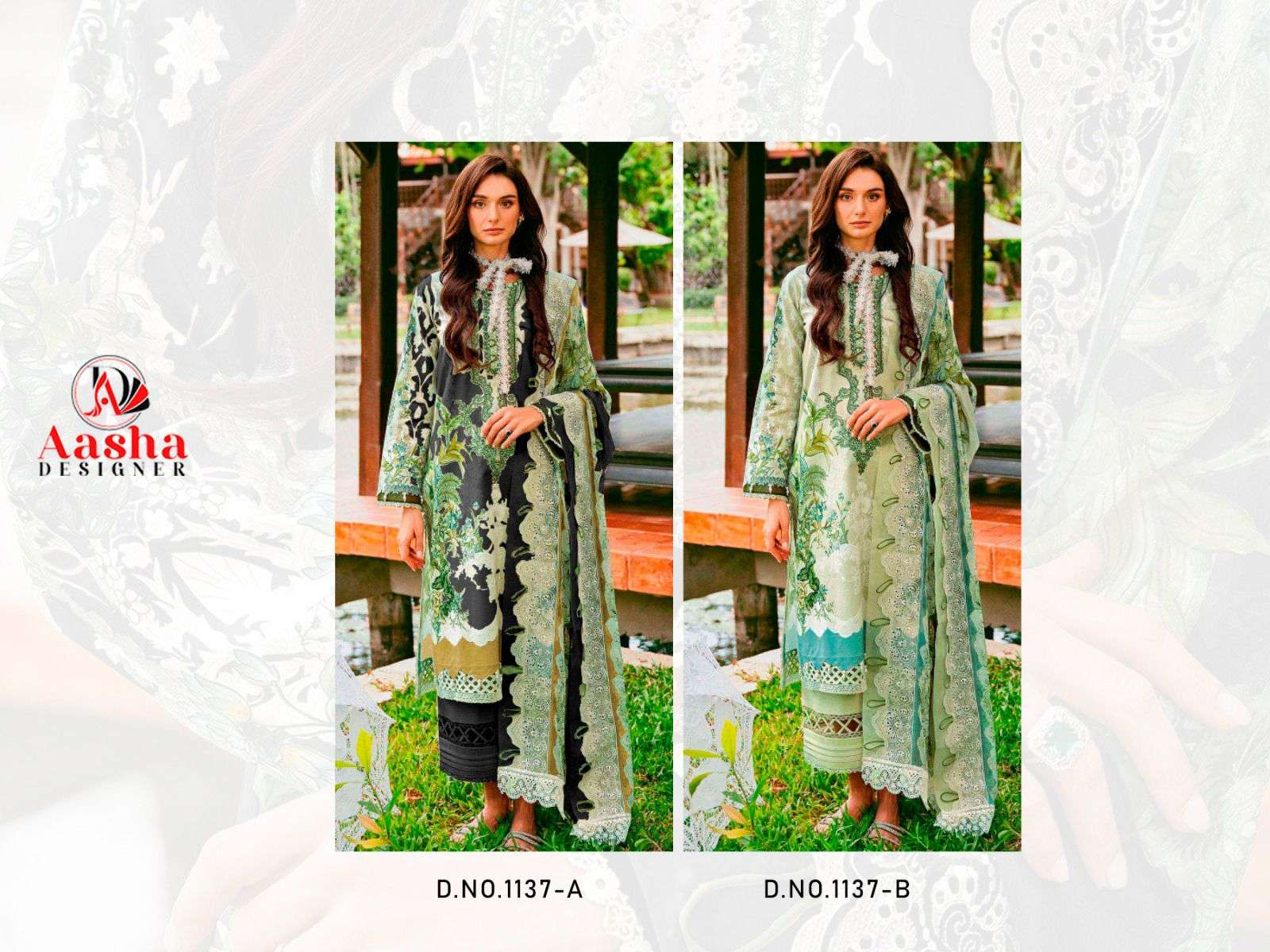 AASHA DESIGNER DESIGN NO - 1137 PURE COTTON PRINT EXCLUSIVE PATCH EMBROIDERED SALWAR SUIT