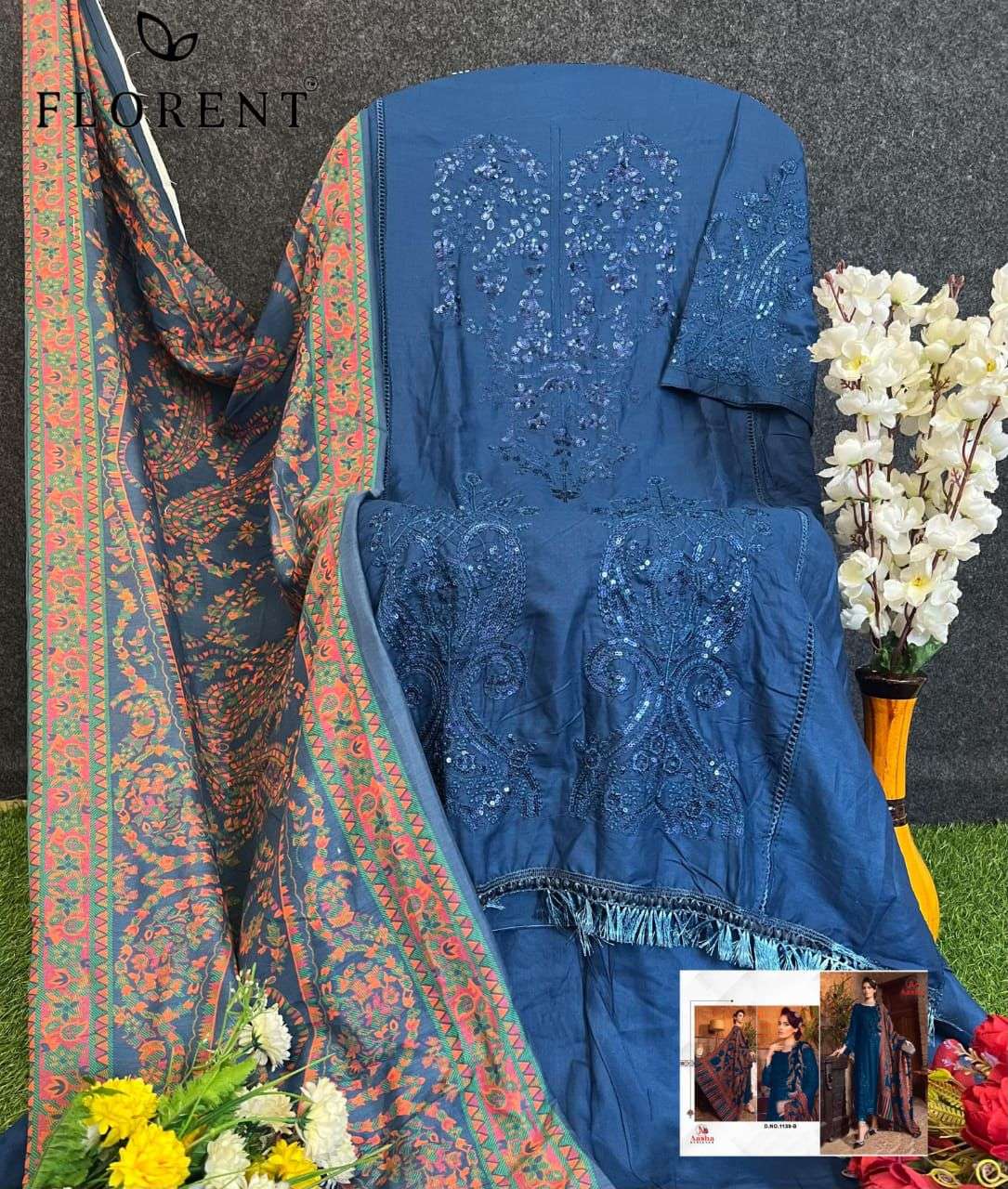 AASHA DESIGNER DESIGN NO - 1139 HEAVY RAYON SELF EMBROIDERED PARTY WEAR SUIT