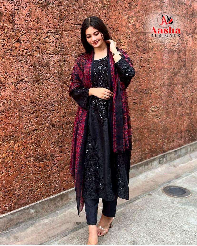 AASHA DESIGNER DESIGN NO - 1139 HEAVY RAYON SELF EMBROIDERED PARTY WEAR SUIT