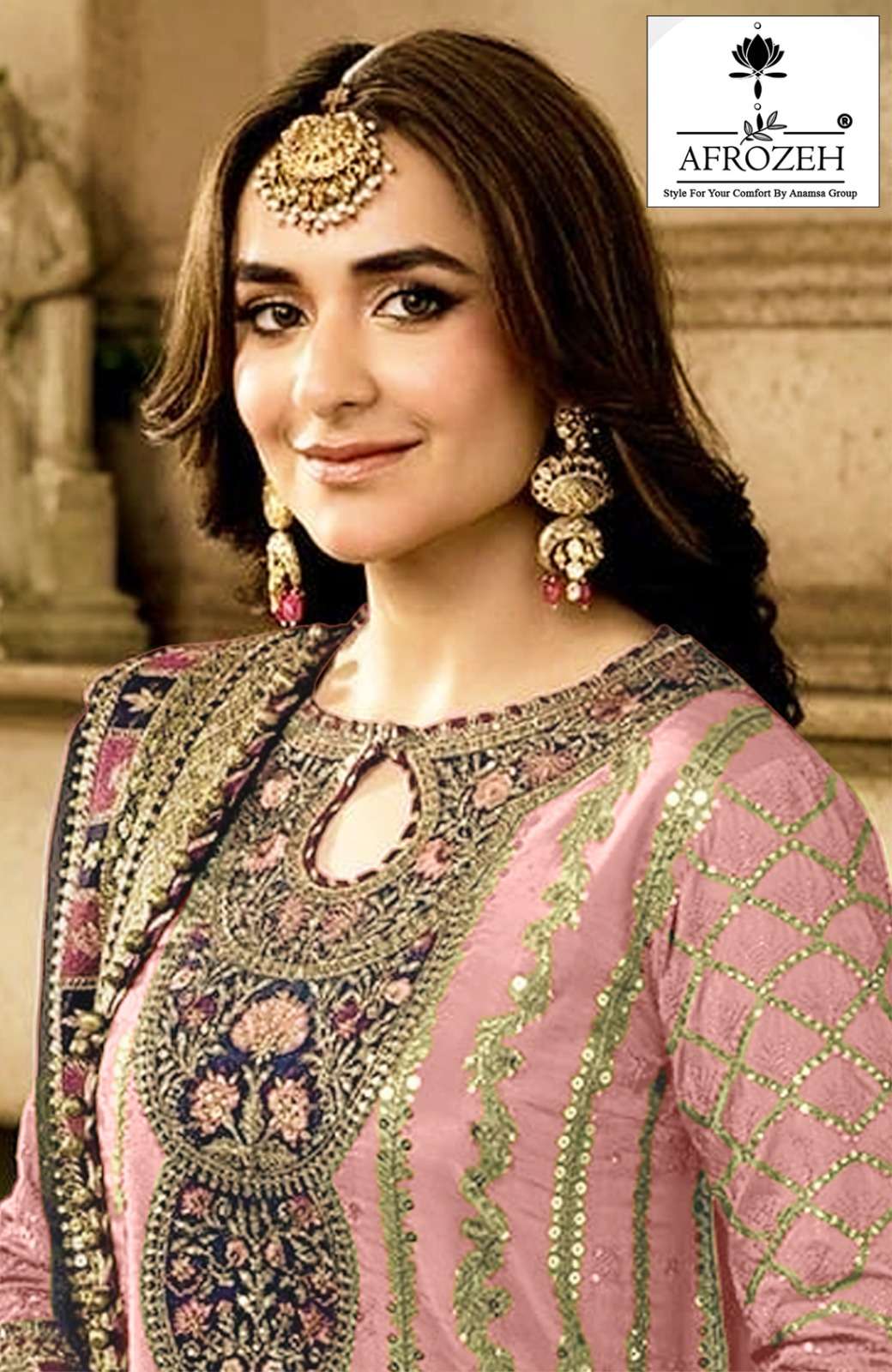 AFROZEH DESIGN NO - 216 ABCD PURE FOX GEORGETTE HEAVY EMBROIDERED PARTY WEAR SUIT 