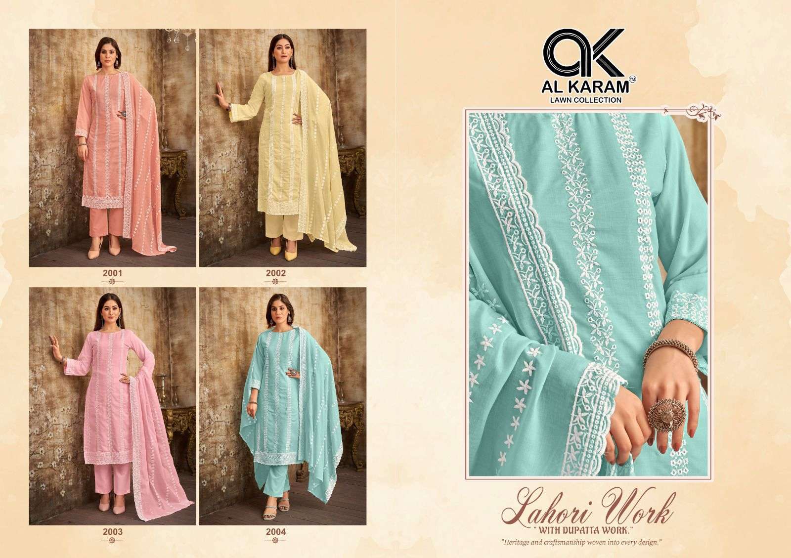 AL KARAM LAHORI COTTON  FANCY EMBROIDERY WORKS SUIT