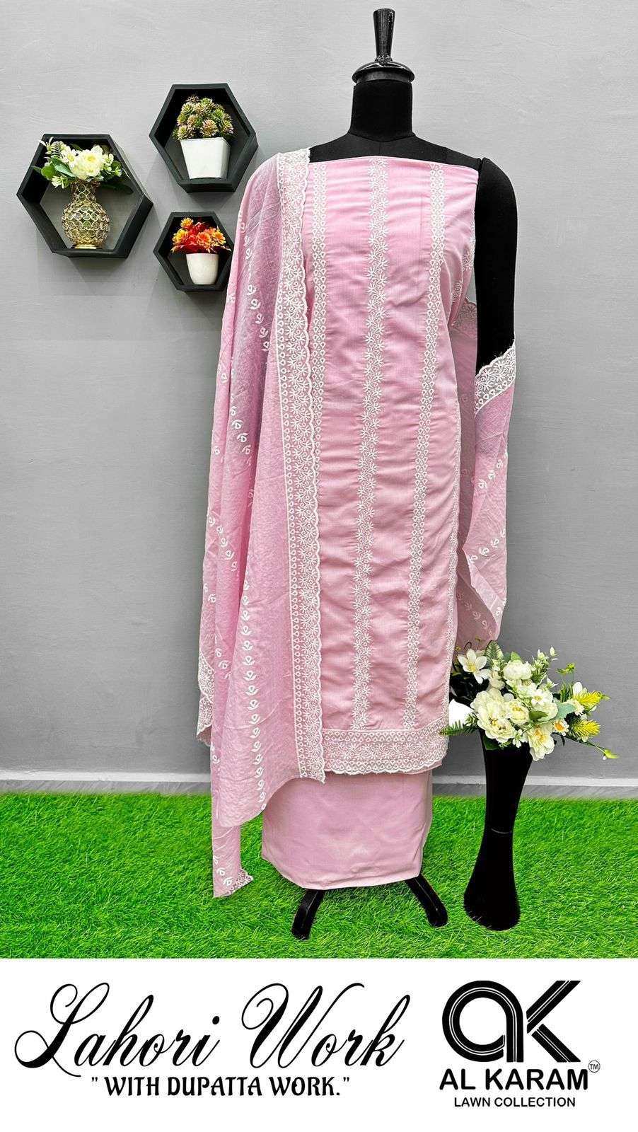 AL KARAM LAHORI COTTON  FANCY EMBROIDERY WORKS SUIT