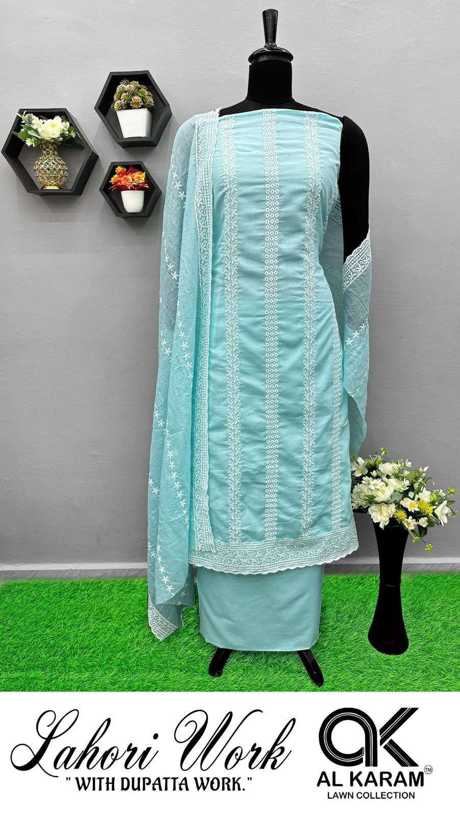 AL KARAM LAHORI COTTON  FANCY EMBROIDERY WORKS SUIT