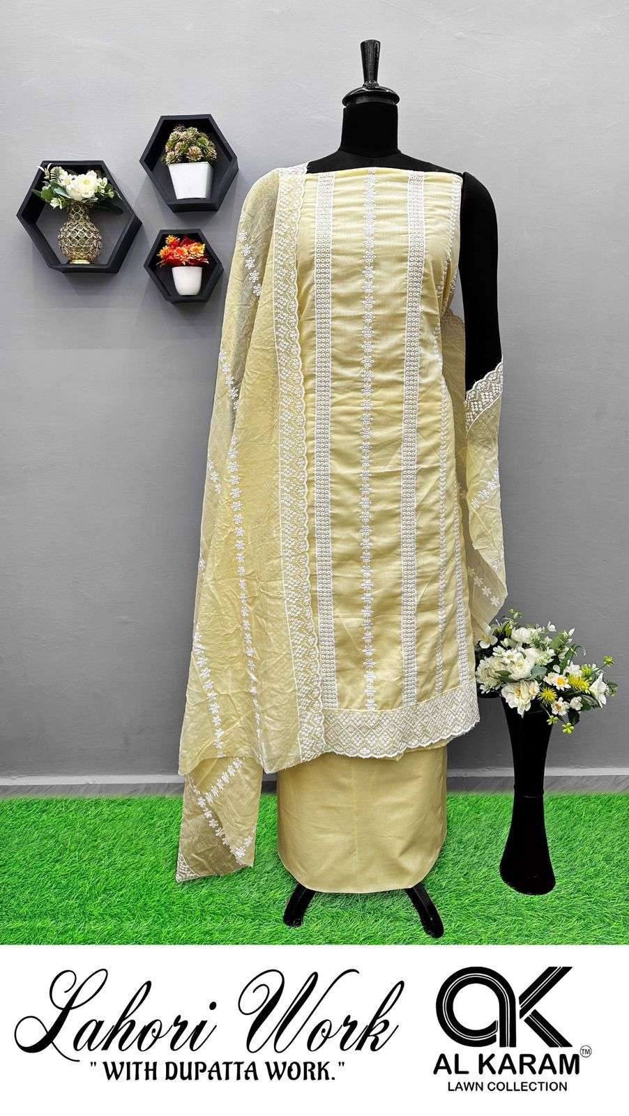AL KARAM LAHORI COTTON  FANCY EMBROIDERY WORKS SUIT
