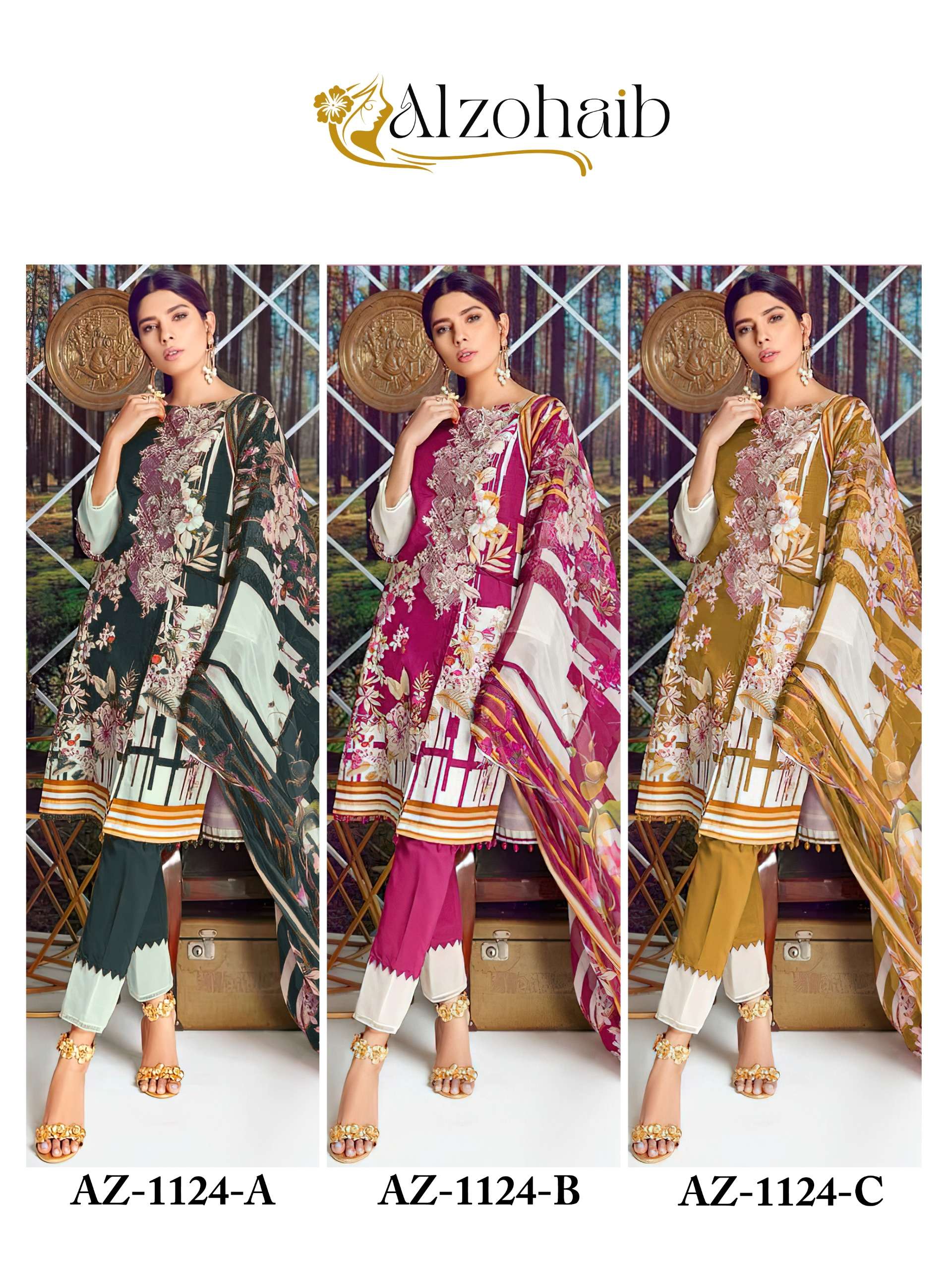 AL ZOHAIB AZ 1124 COTTON PATCH WORK SALWAR KAMEEZ 