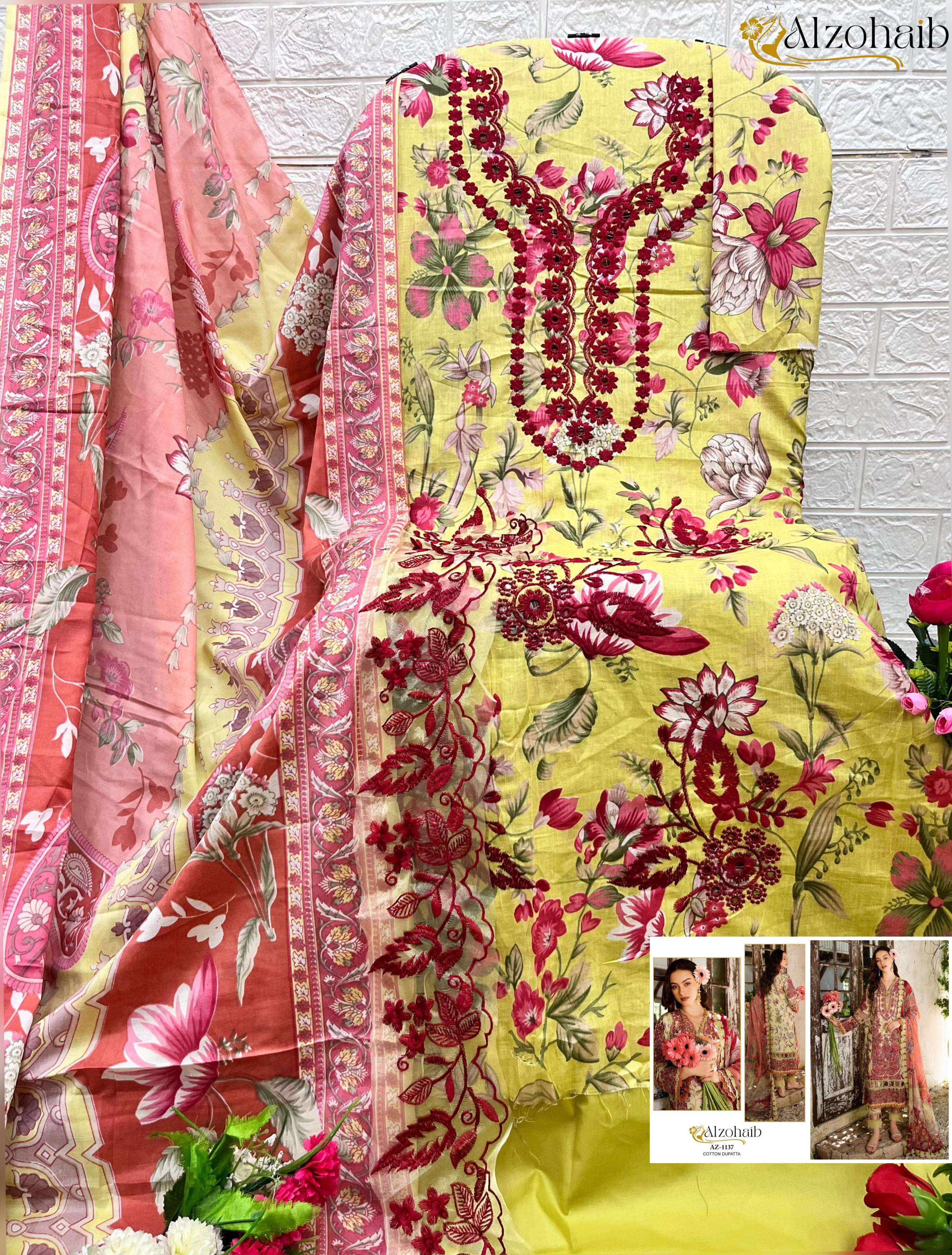 AL ZOHAIB AZ 1133 COTTON DESIGNER WORK SALWAR KAMEEZ 
