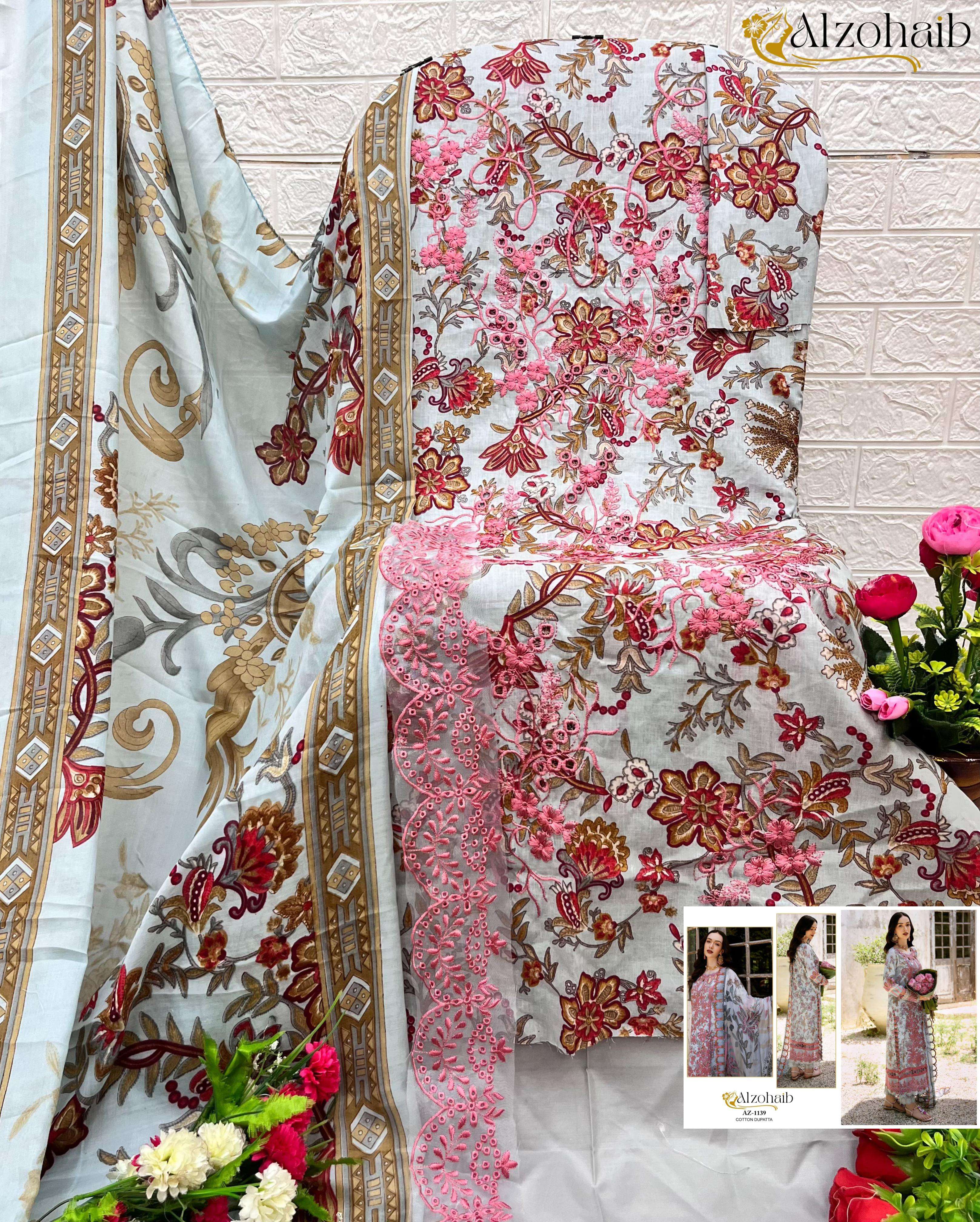 AL ZOHAIB AZ 1133 COTTON DESIGNER WORK SALWAR KAMEEZ 