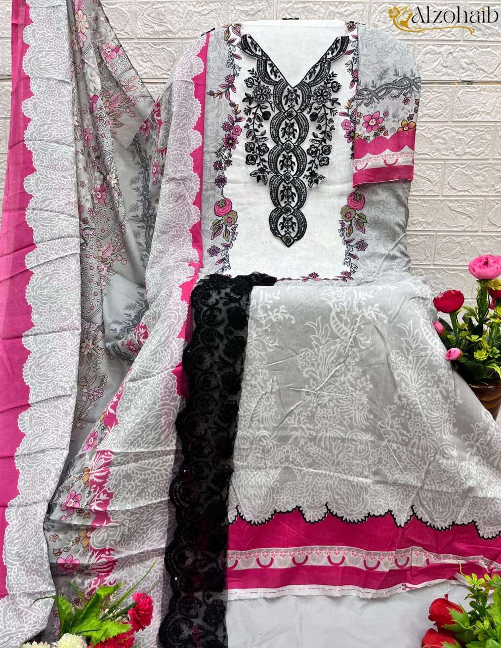 AL ZOHAIB DESIGN NO - 1116-1120-1121-1131 PURE COTTON PRINT PATCH WORK PAKISTANI SALWAR SUIT