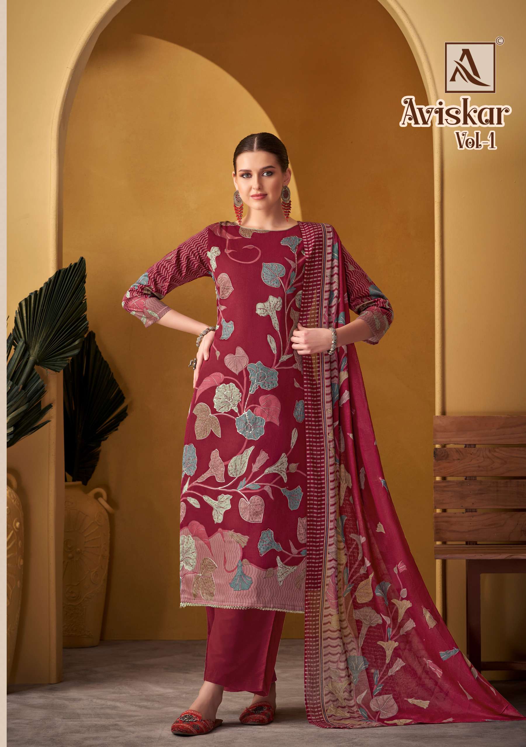 ALOK SUITS AVISKAR JAM COTTON DESIGNER PRINT WITH FANCY WORK SUIT