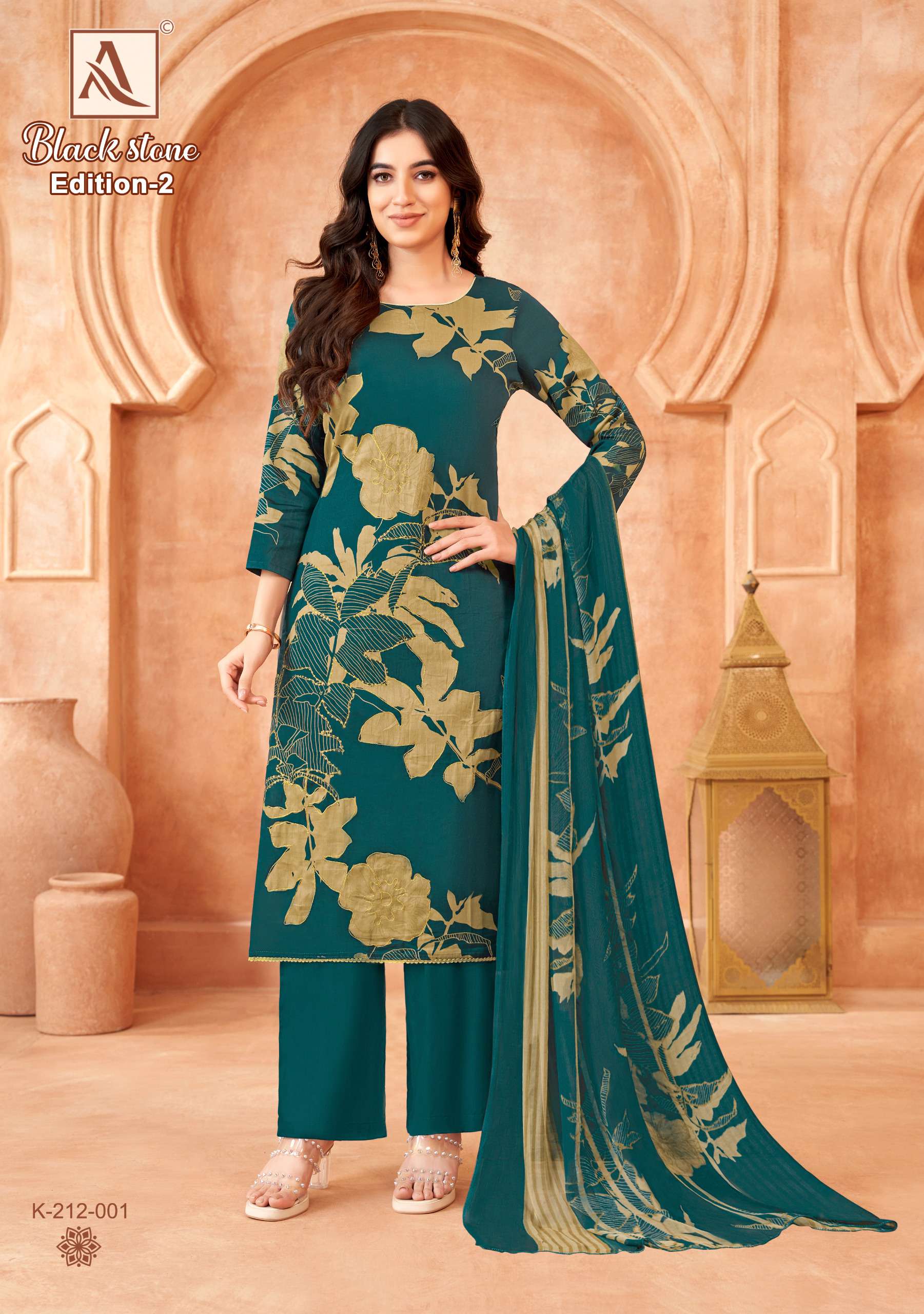 ALOK SUITS BLACK STONE EDITION VOL 2 JAM COTTON PRINT WITH FANCY WORK SUIT