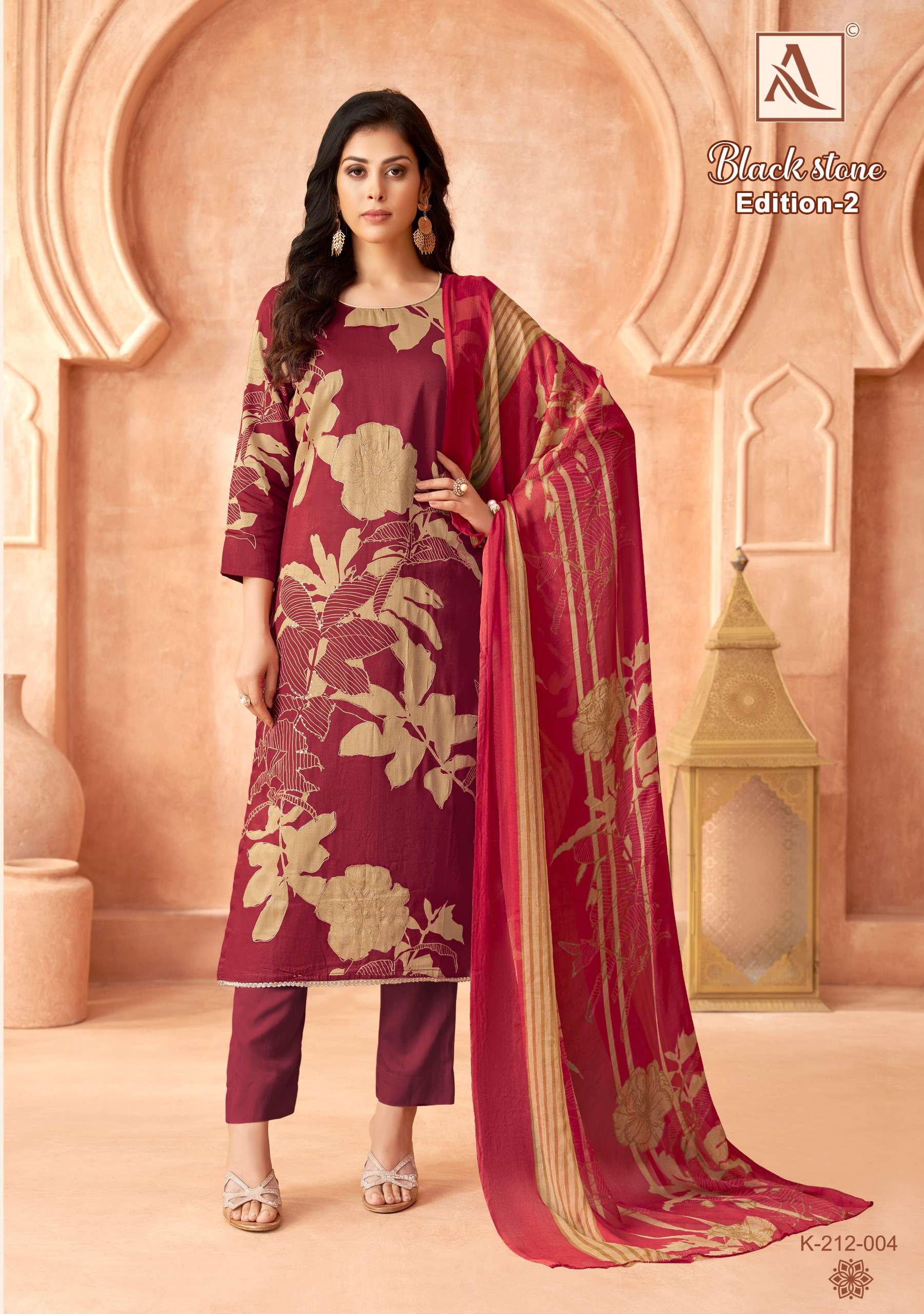 ALOK SUITS BLACK STONE EDITION VOL 2 JAM COTTON PRINT WITH FANCY WORK SUIT