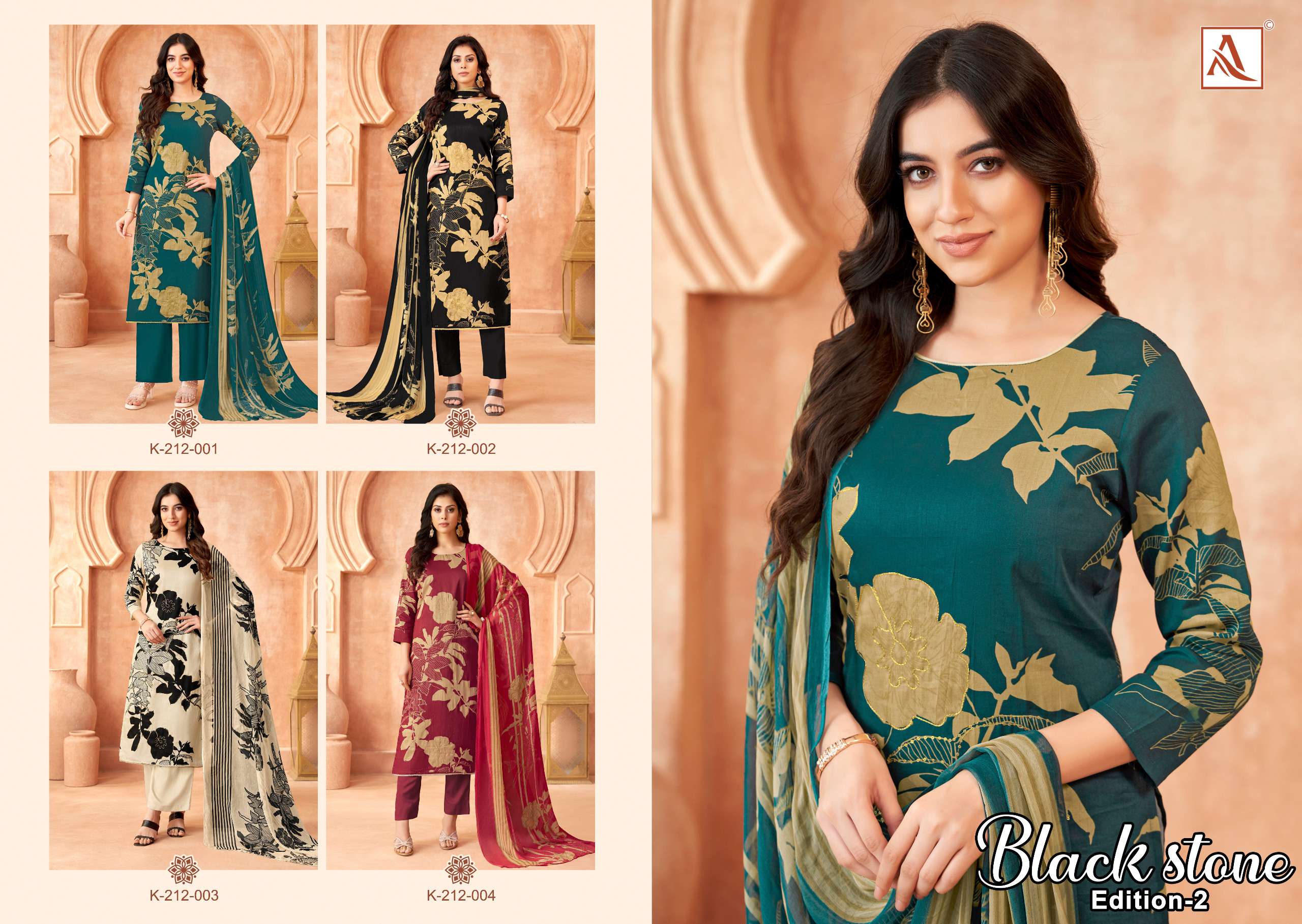 ALOK SUITS BLACK STONE EDITION VOL 2 JAM COTTON PRINT WITH FANCY WORK SUIT