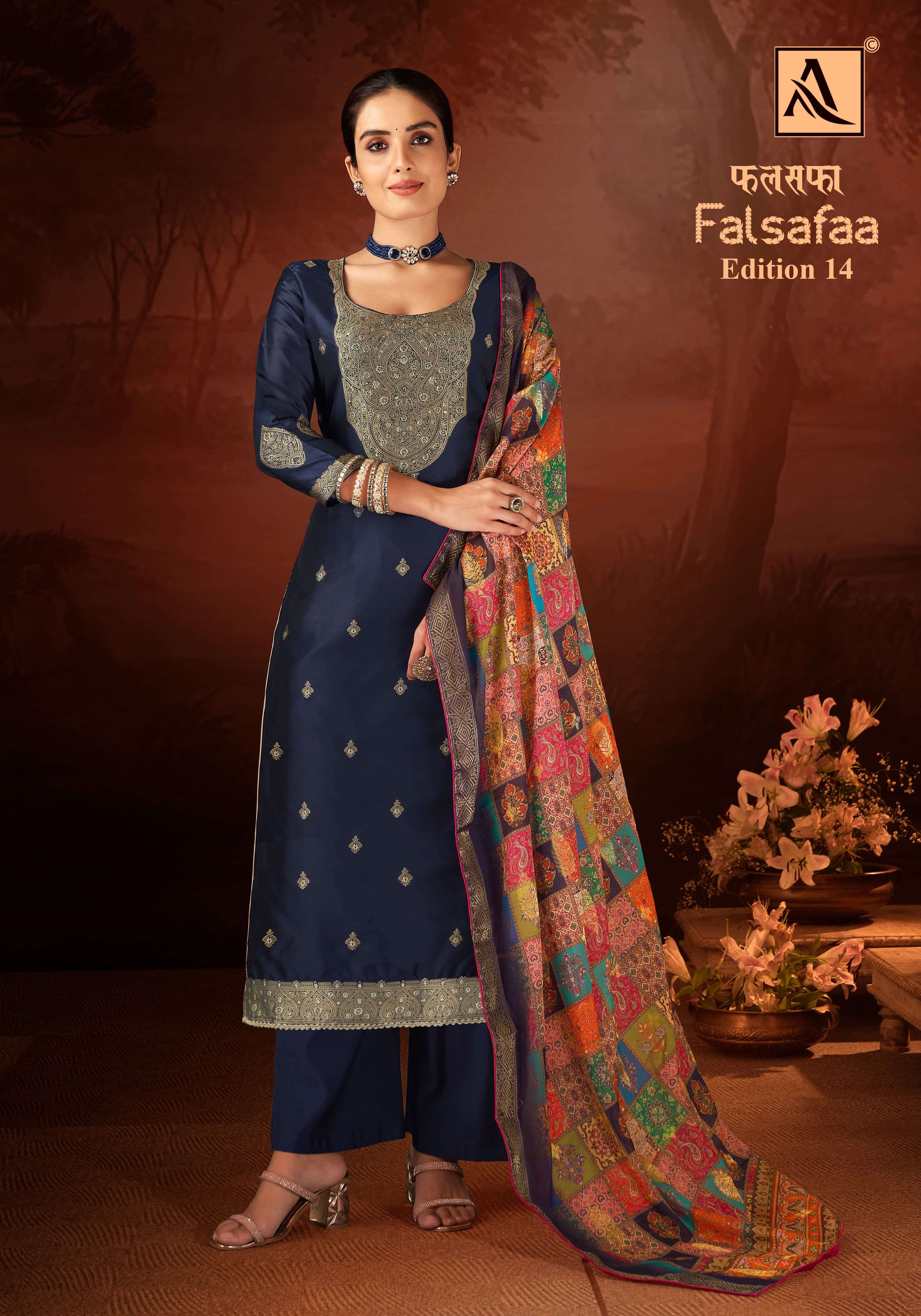 ALOK SUITS FALSAFAA EDITION VOL 14 DOLA JACQUARD DESIGNER WORK SUIT