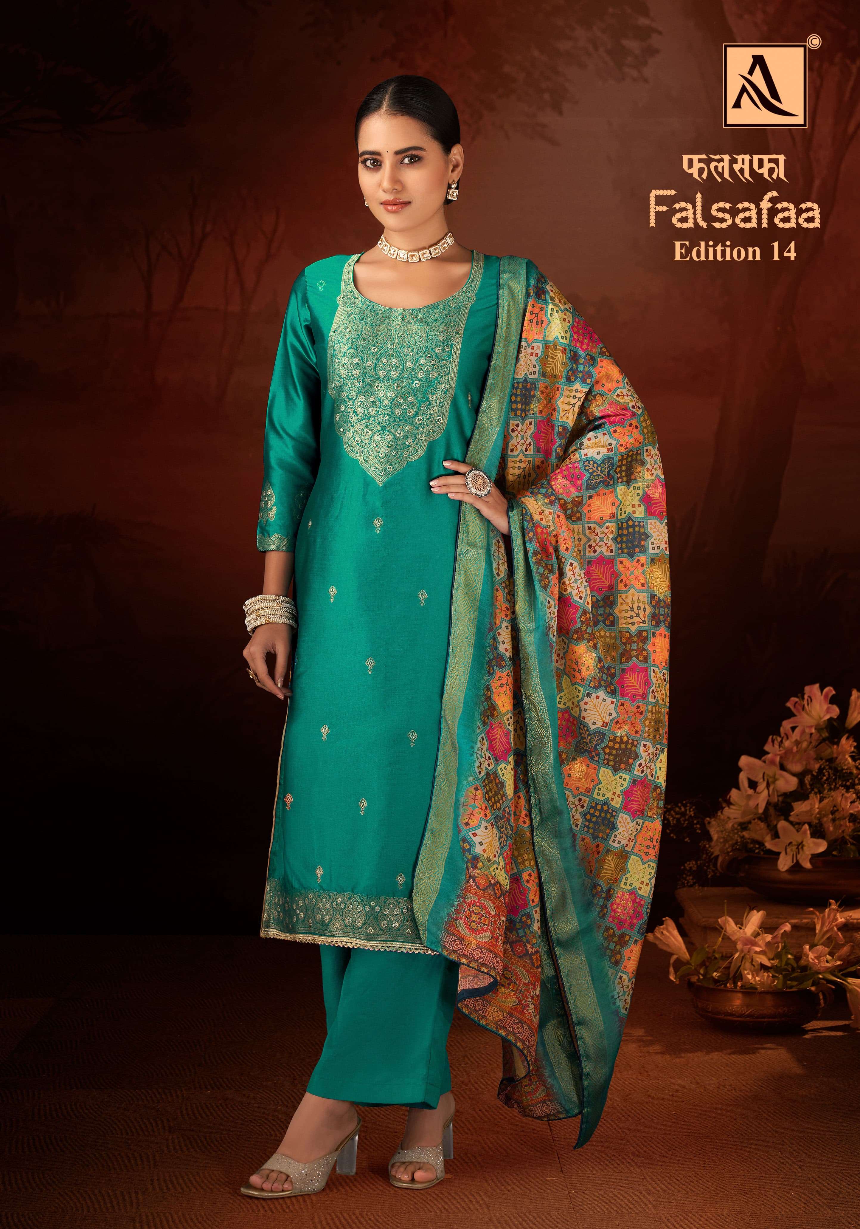 ALOK SUITS FALSAFAA EDITION VOL 14 DOLA JACQUARD DESIGNER WORK SUIT