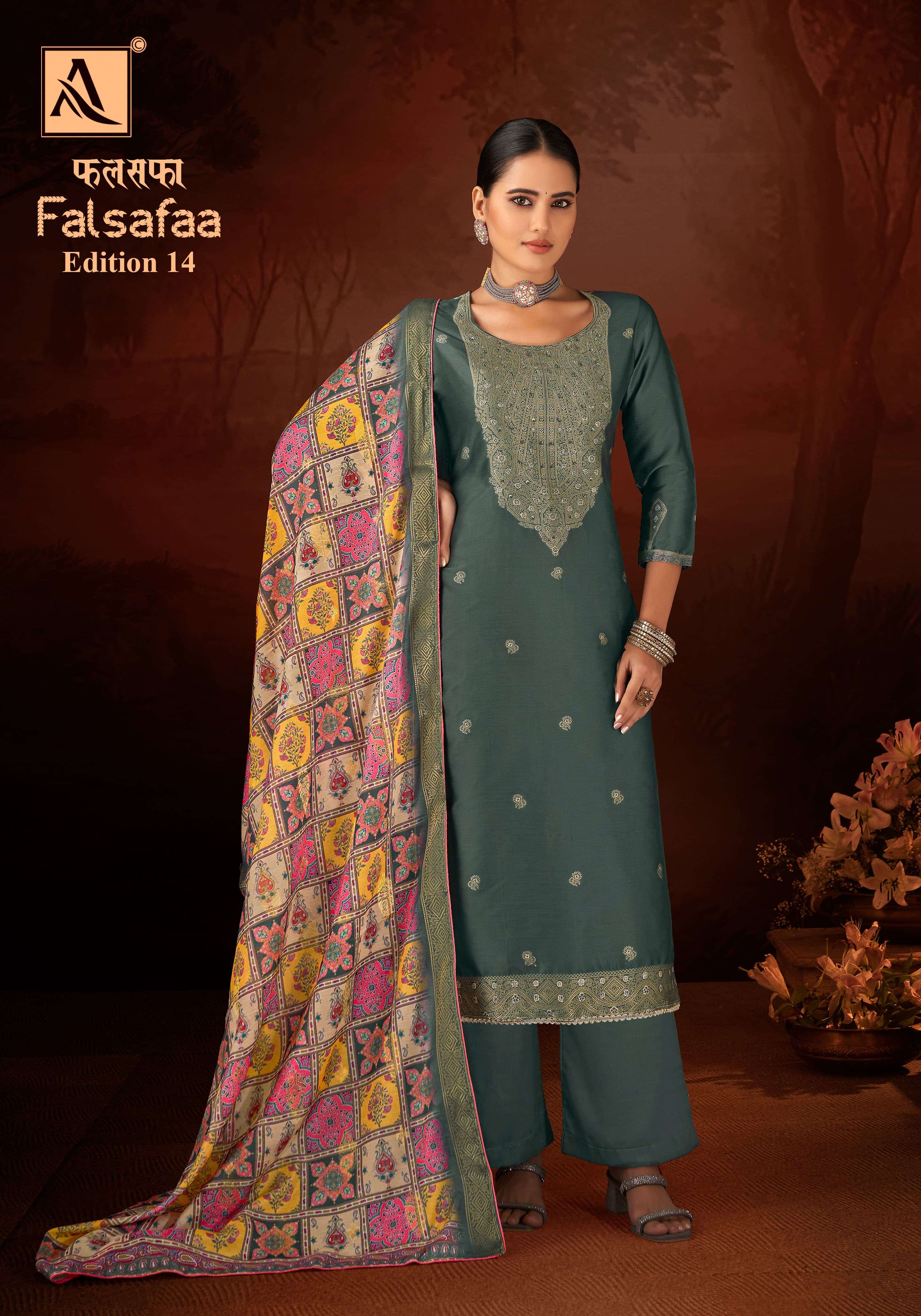 ALOK SUITS FALSAFAA EDITION VOL 14 DOLA JACQUARD DESIGNER WORK SUIT