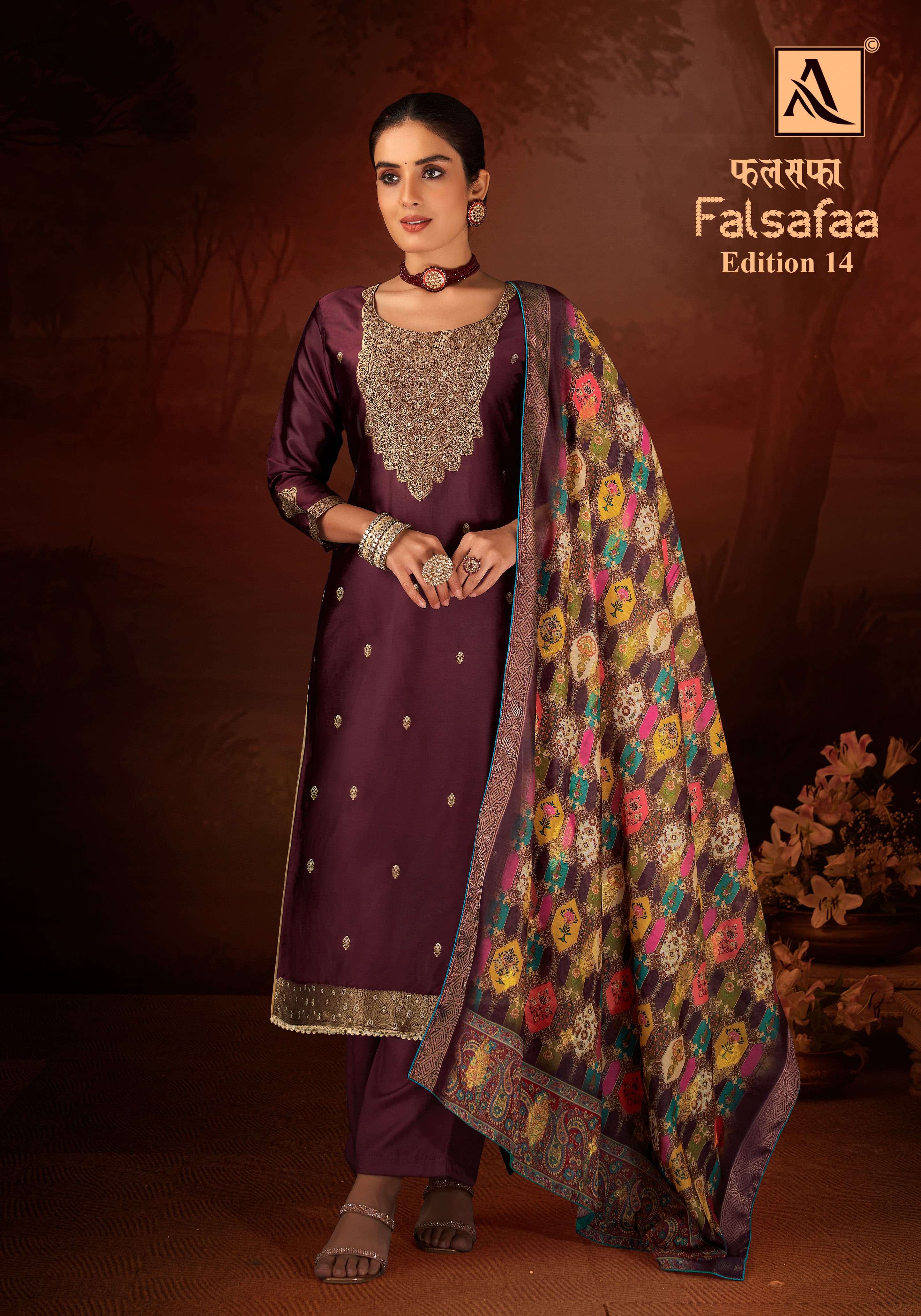 ALOK SUITS FALSAFAA EDITION VOL 14 DOLA JACQUARD DESIGNER WORK SUIT