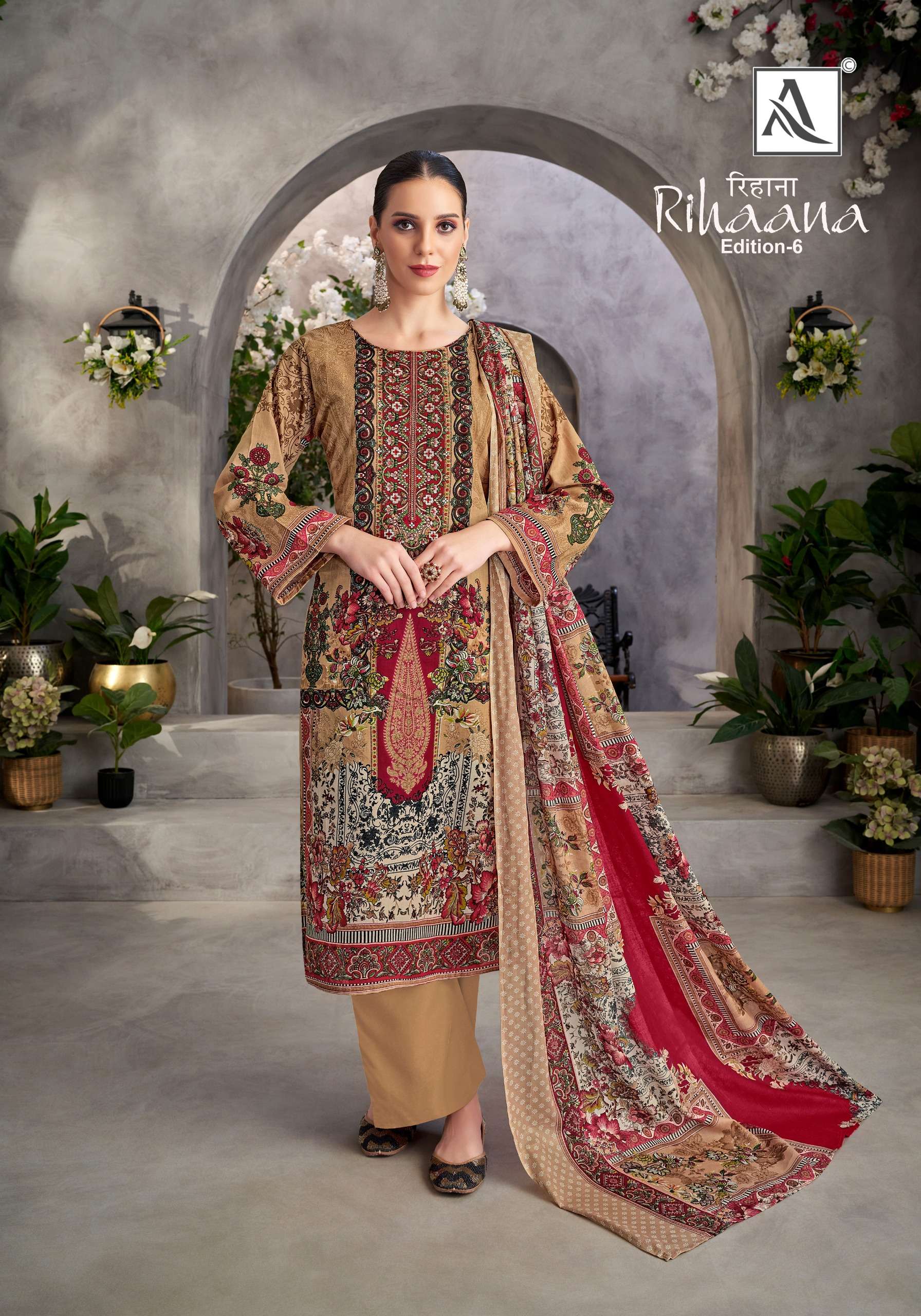 ALOK SUITS RIHAANA VOL 6 COTTON DIGITAL PRINT WITH FANCY EMBROIDERY WORK SUIT