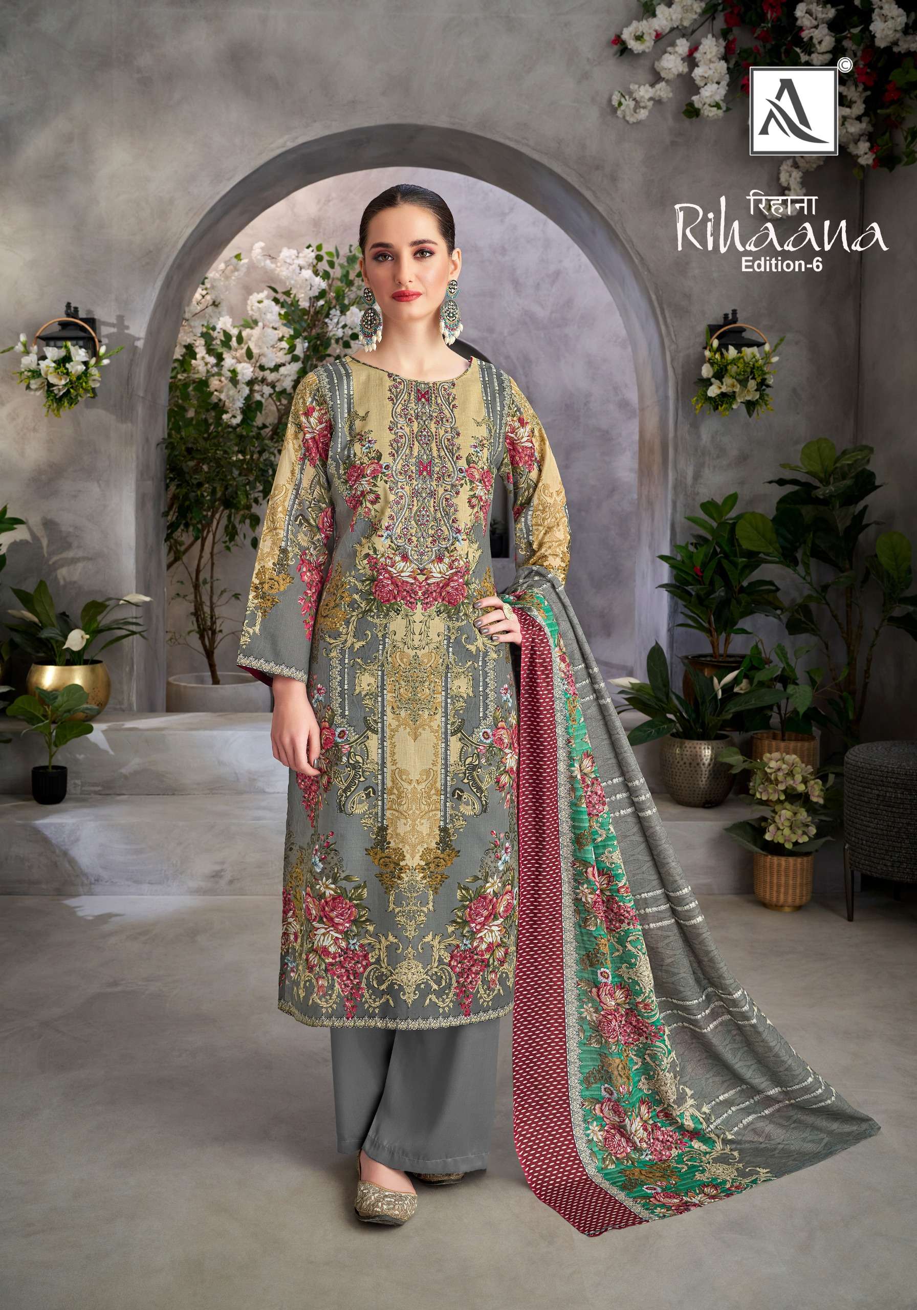 ALOK SUITS RIHAANA VOL 6 COTTON DIGITAL PRINT WITH FANCY EMBROIDERY WORK SUIT