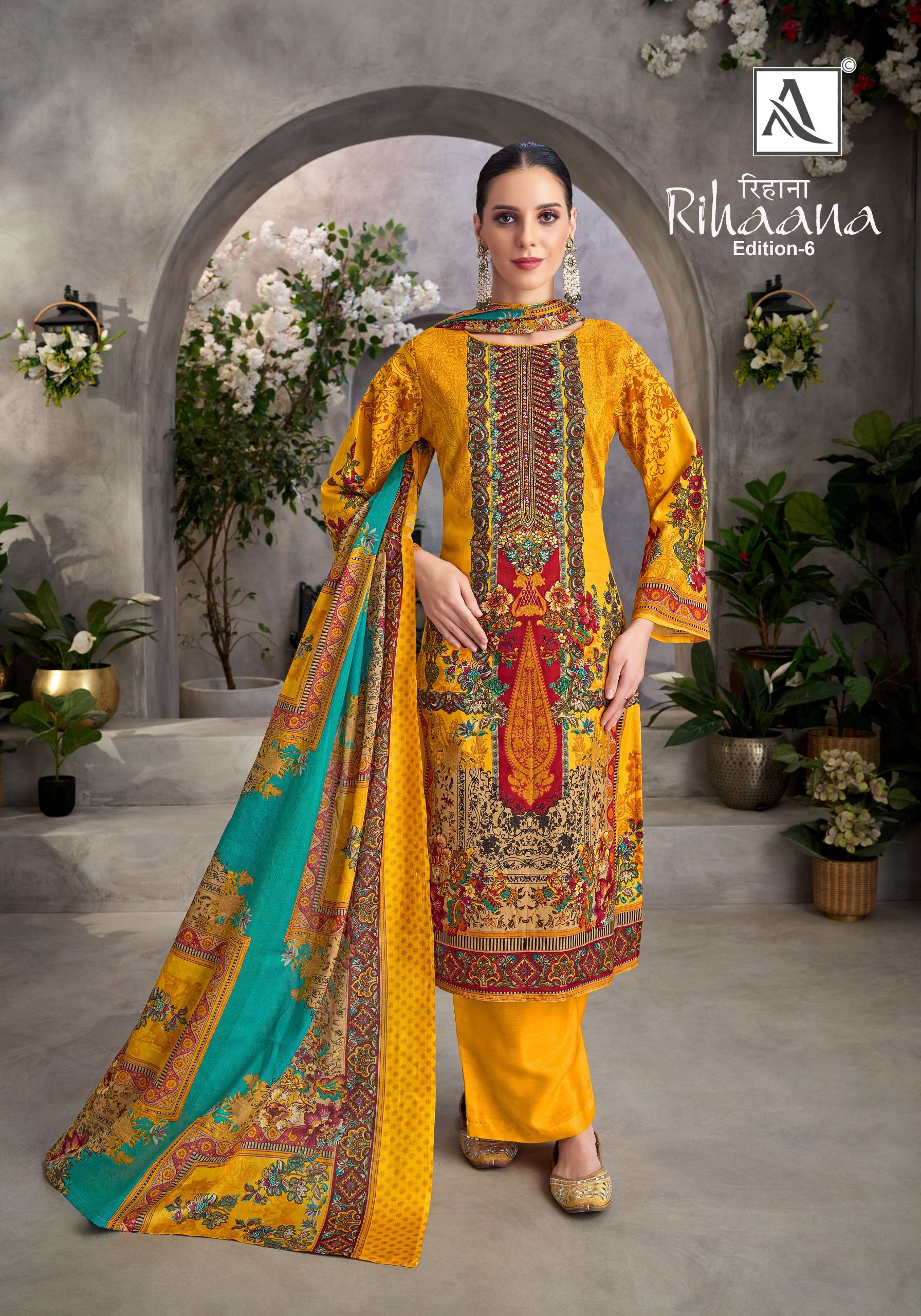 ALOK SUITS RIHAANA VOL 6 COTTON DIGITAL PRINT WITH FANCY EMBROIDERY WORK SUIT