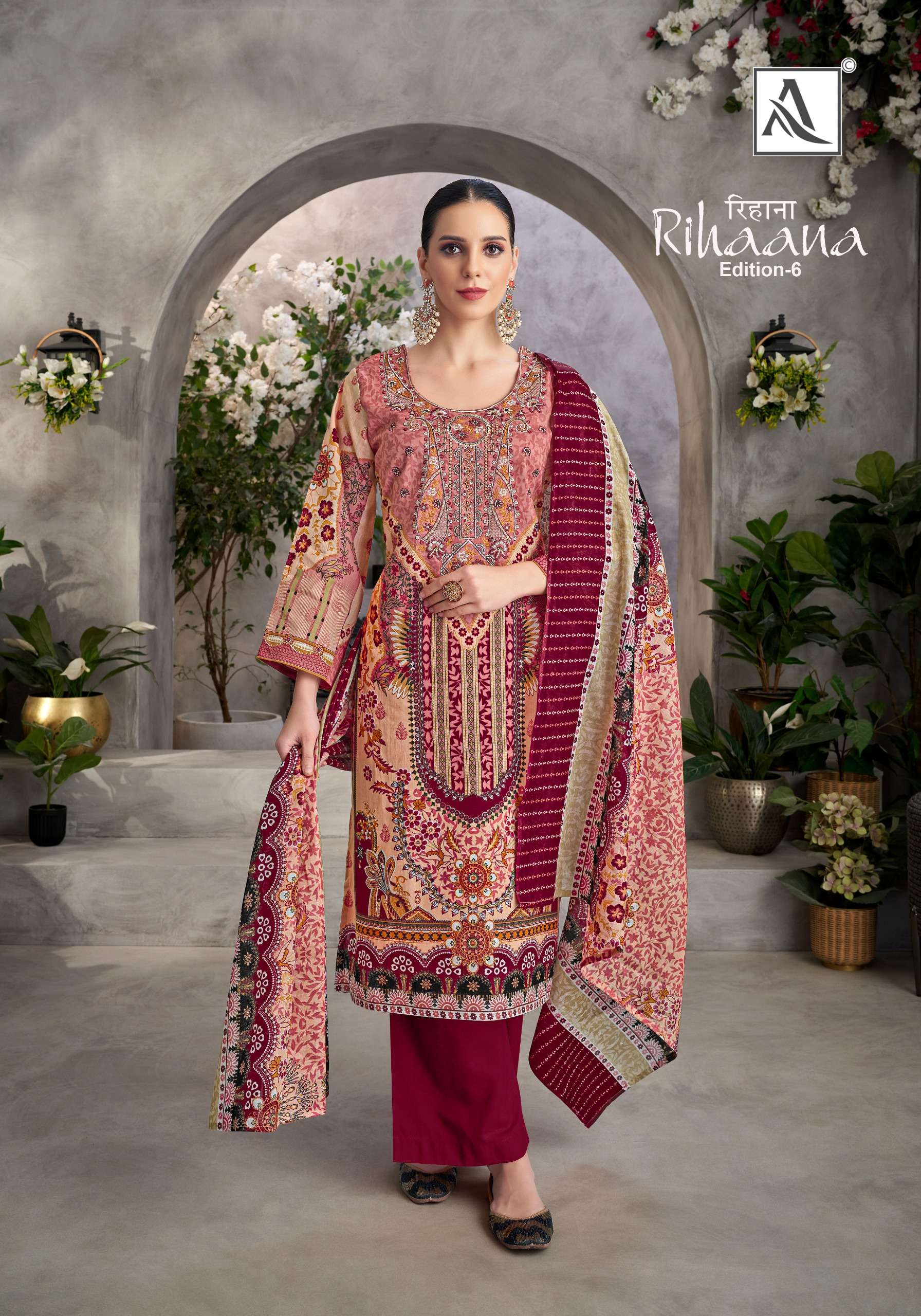 ALOK SUITS RIHAANA VOL 6 COTTON DIGITAL PRINT WITH FANCY EMBROIDERY WORK SUIT