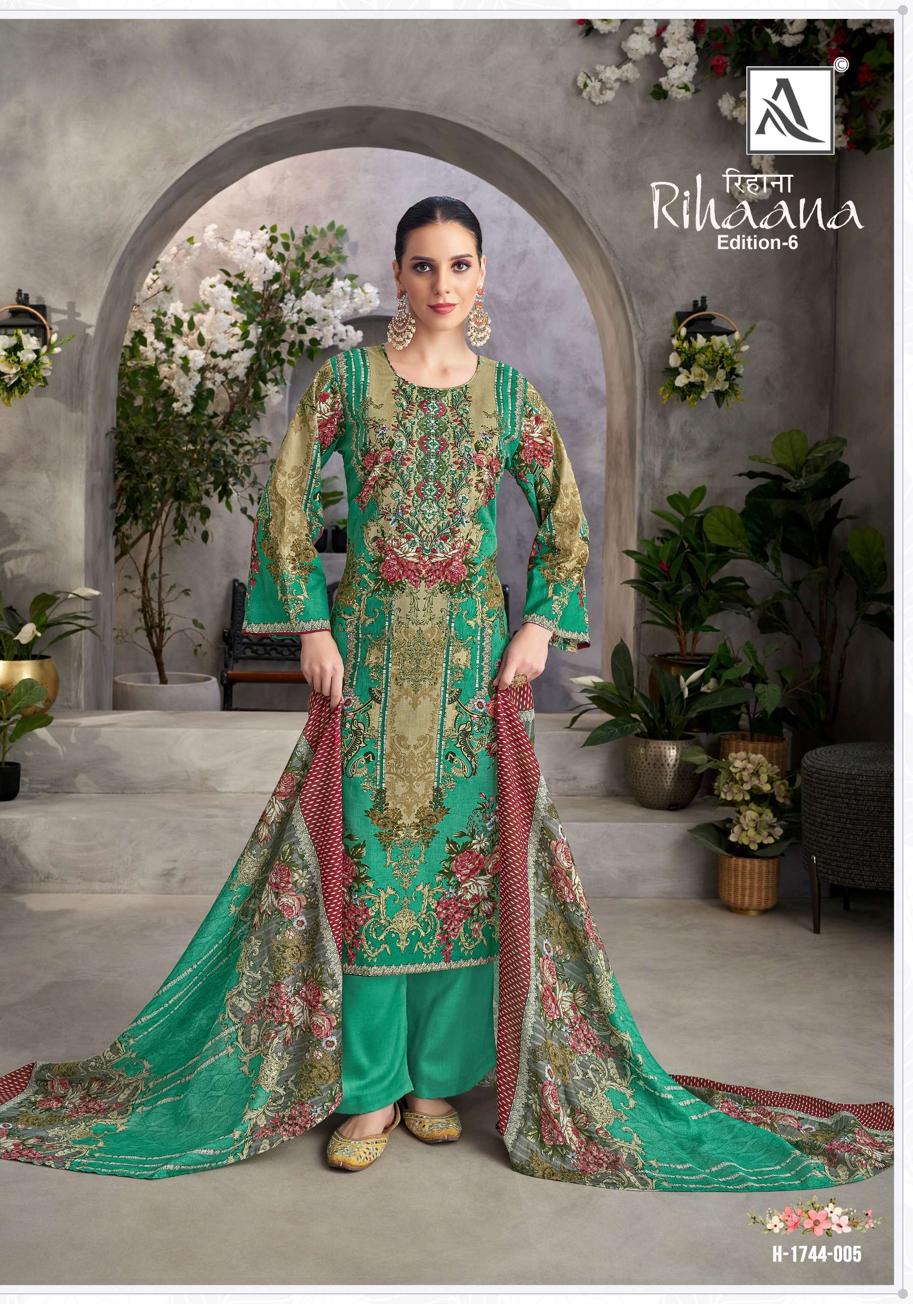ALOK SUITS RIHAANA VOL 6 COTTON DIGITAL PRINT WITH FANCY EMBROIDERY WORK SUIT