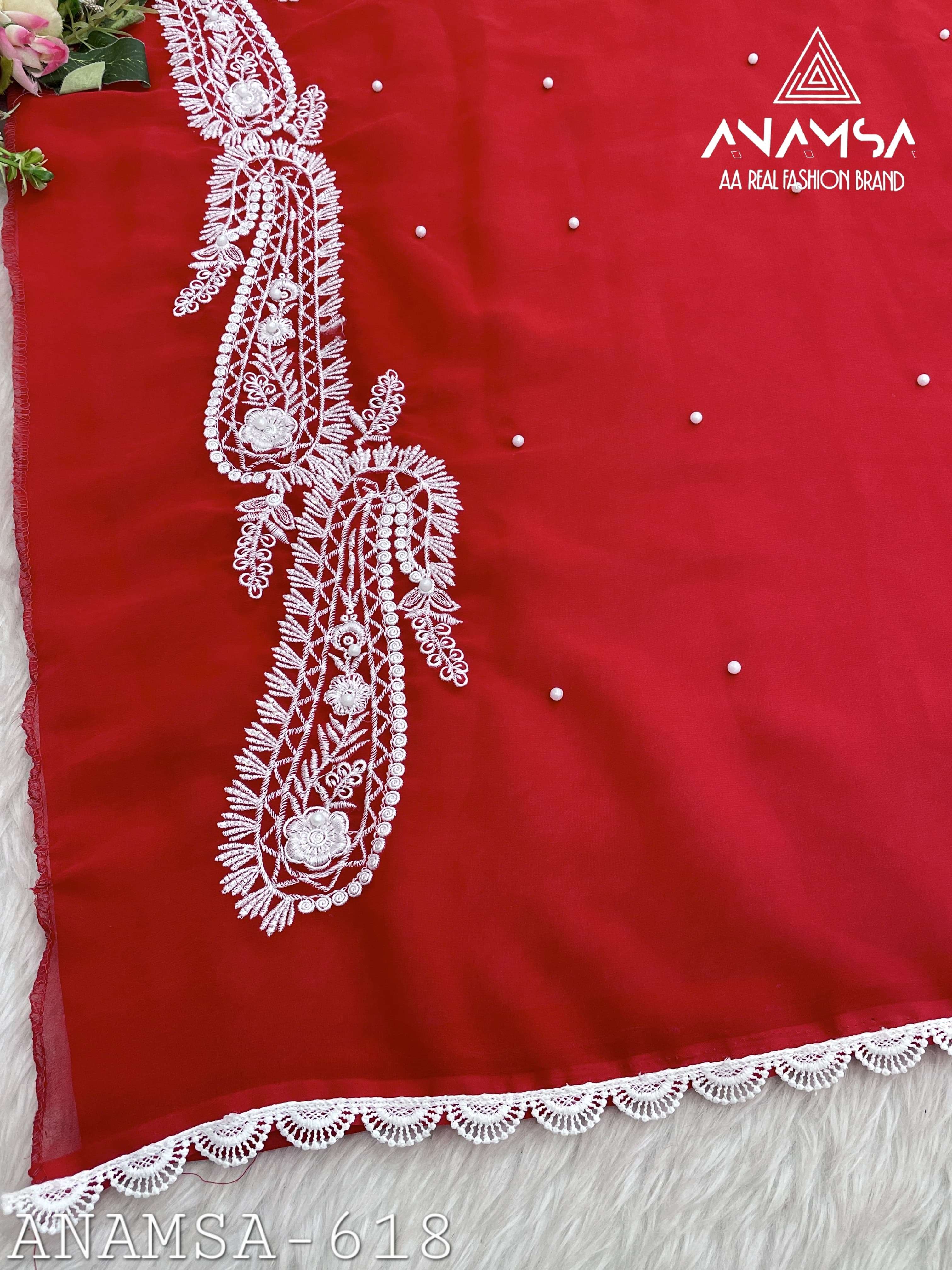 ANAMSA - 618 PURE FOX GEORGETTE BEAUTIFUL DESIGN HEAVY EMBROIDERED PARTY WEAR SUIT