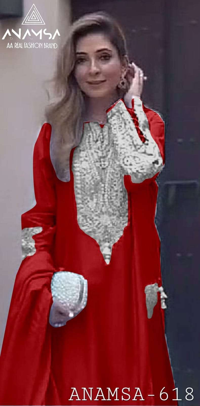 ANAMSA - 618 PURE FOX GEORGETTE BEAUTIFUL DESIGN HEAVY EMBROIDERED PARTY WEAR SUIT