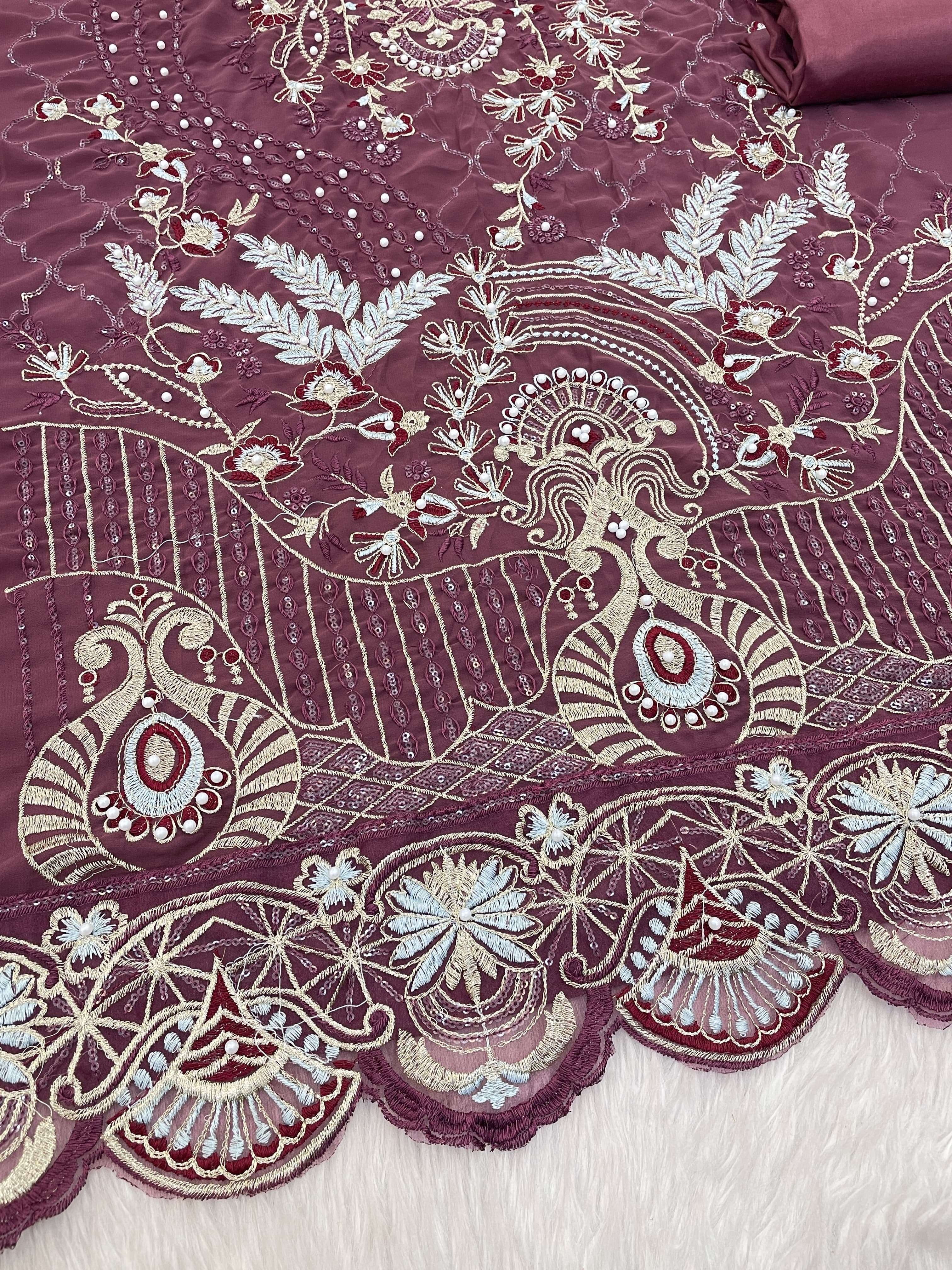 ANAMSA - 619 PURE FOX GEORGETTE BEAUTIFUL DESIGN HEAVY EMBROIDERED PARTY WEAR SUIT