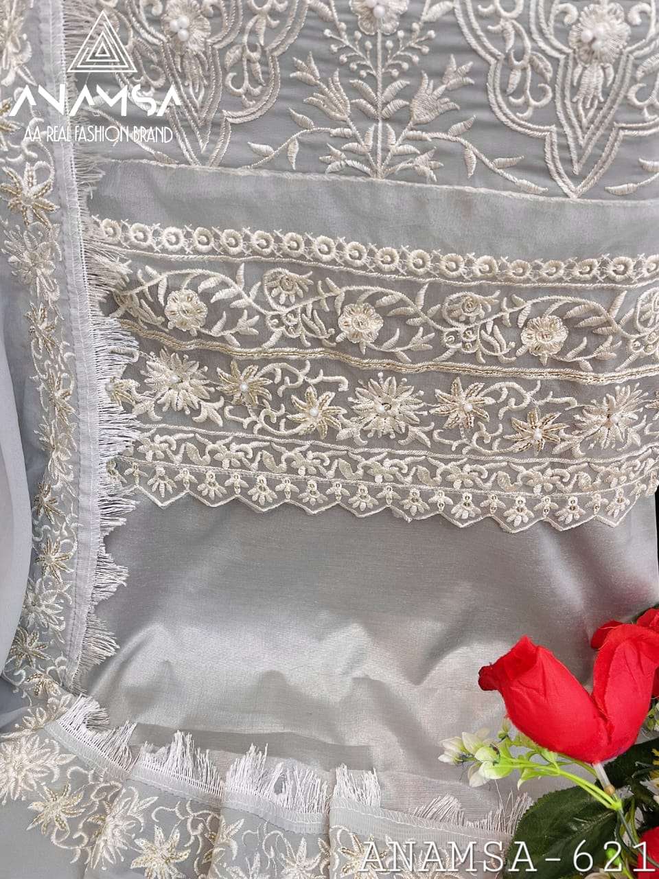 ANAMSA - 621 PURE FOX GEORGETTE HEAVY EMBROIDERED PARTY WEAR SUIT